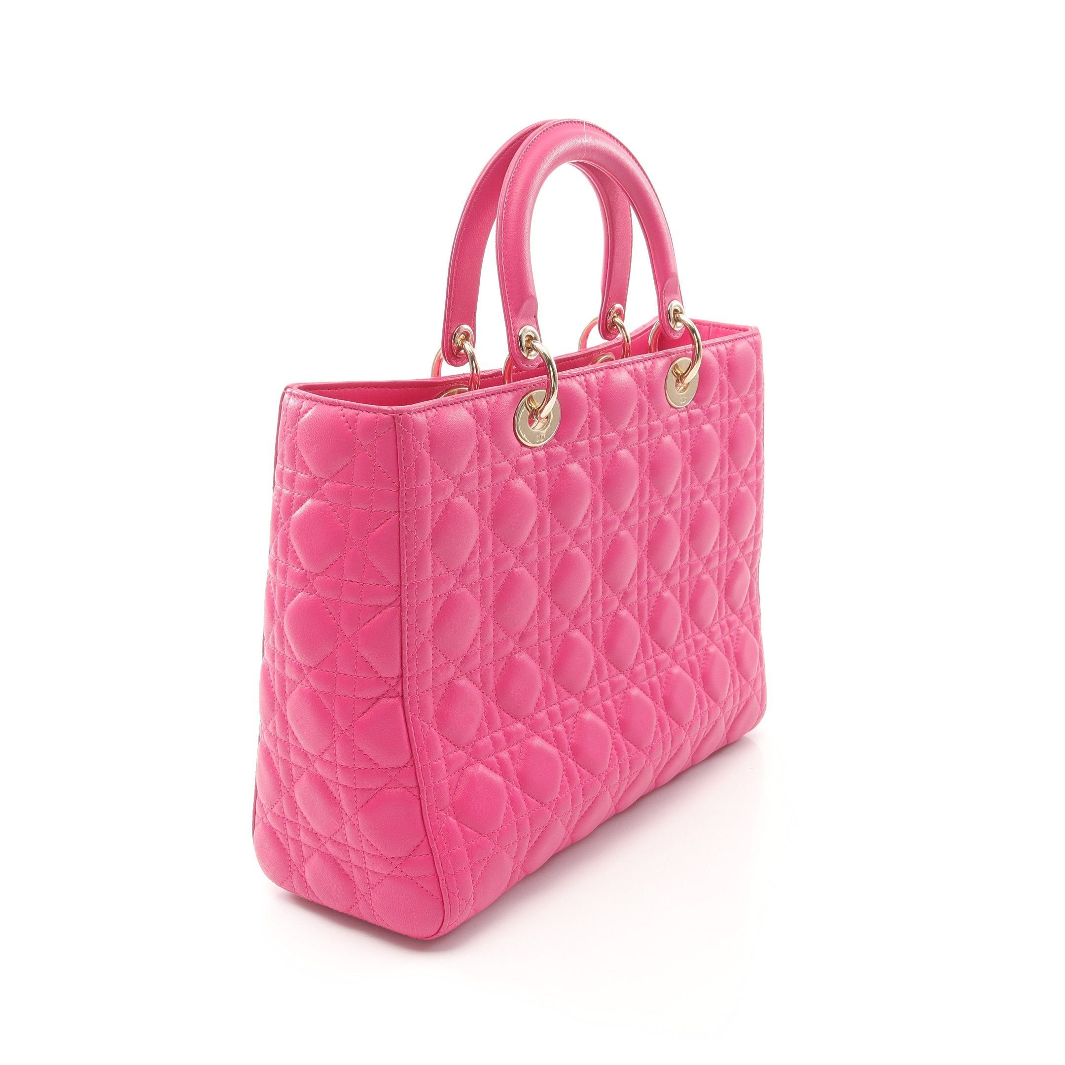Dior Dior Lady Dior Large Handbag Leather Pink Purple Size ONE SIZE - 2 Thumbnail