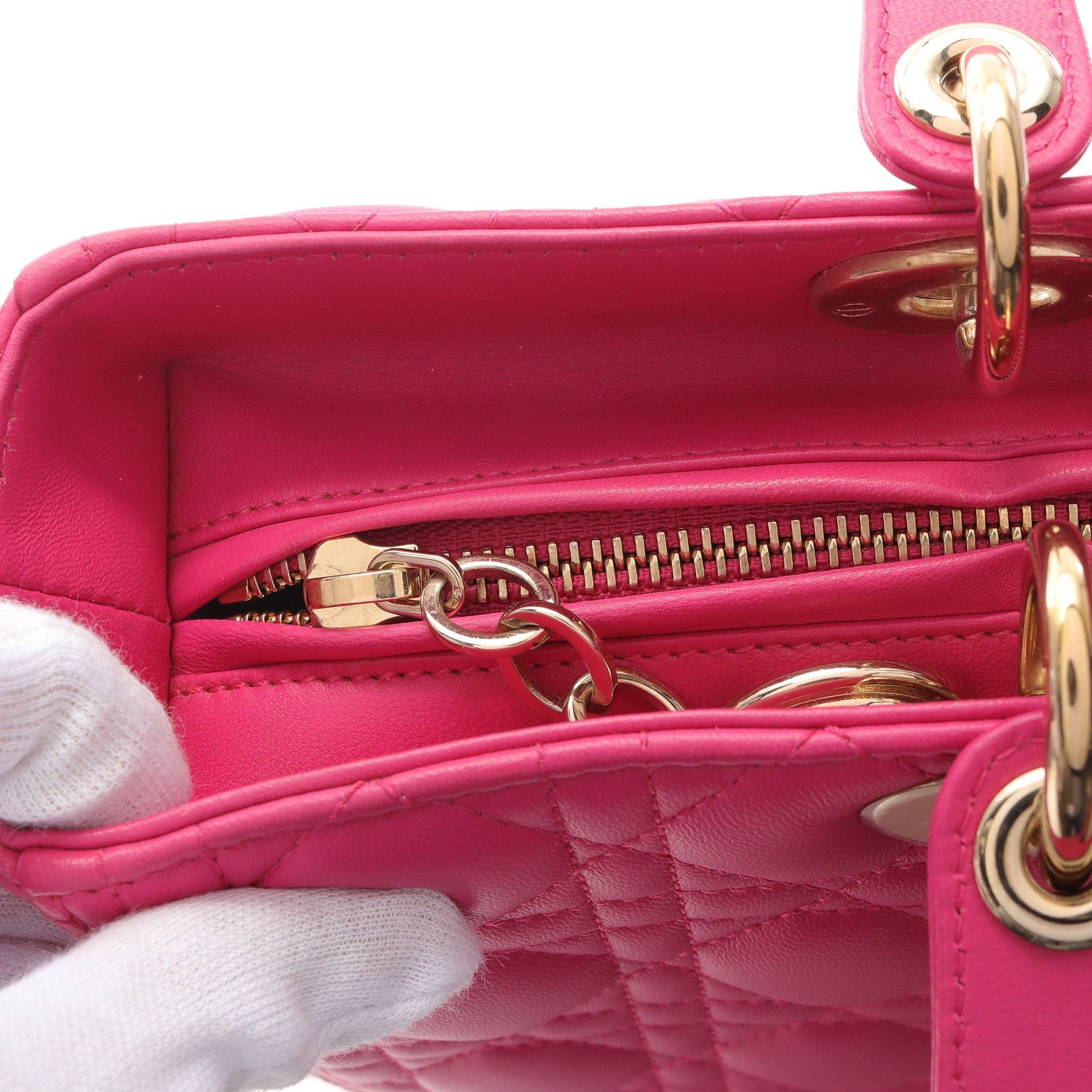 Dior Dior Lady Dior Large Handbag Leather Pink Purple Size ONE SIZE - 7 Thumbnail