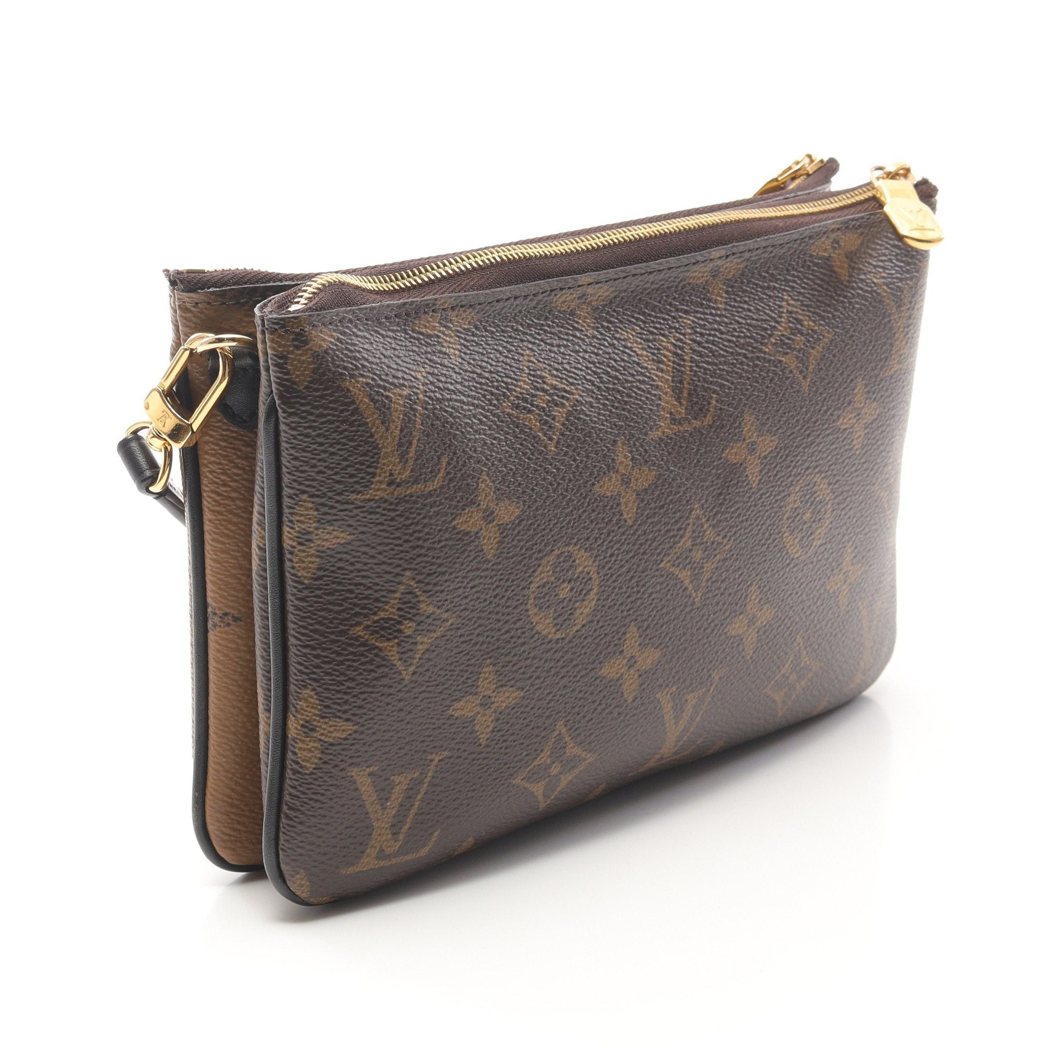 Louis Vuitton Louis Vuitton Pochette Double Zip Monogram Giant Reverse Shoulder Bag Leather Brown Beige Size ONE SIZE - 2 Thumbnail