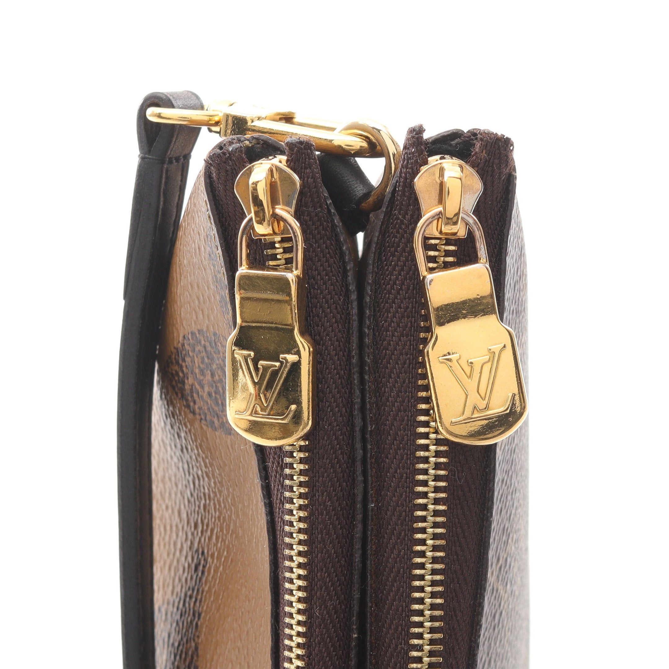 Louis Vuitton Louis Vuitton Pochette Double Zip Monogram Giant Reverse Shoulder Bag Leather Brown Beige Size ONE SIZE - 6 Thumbnail