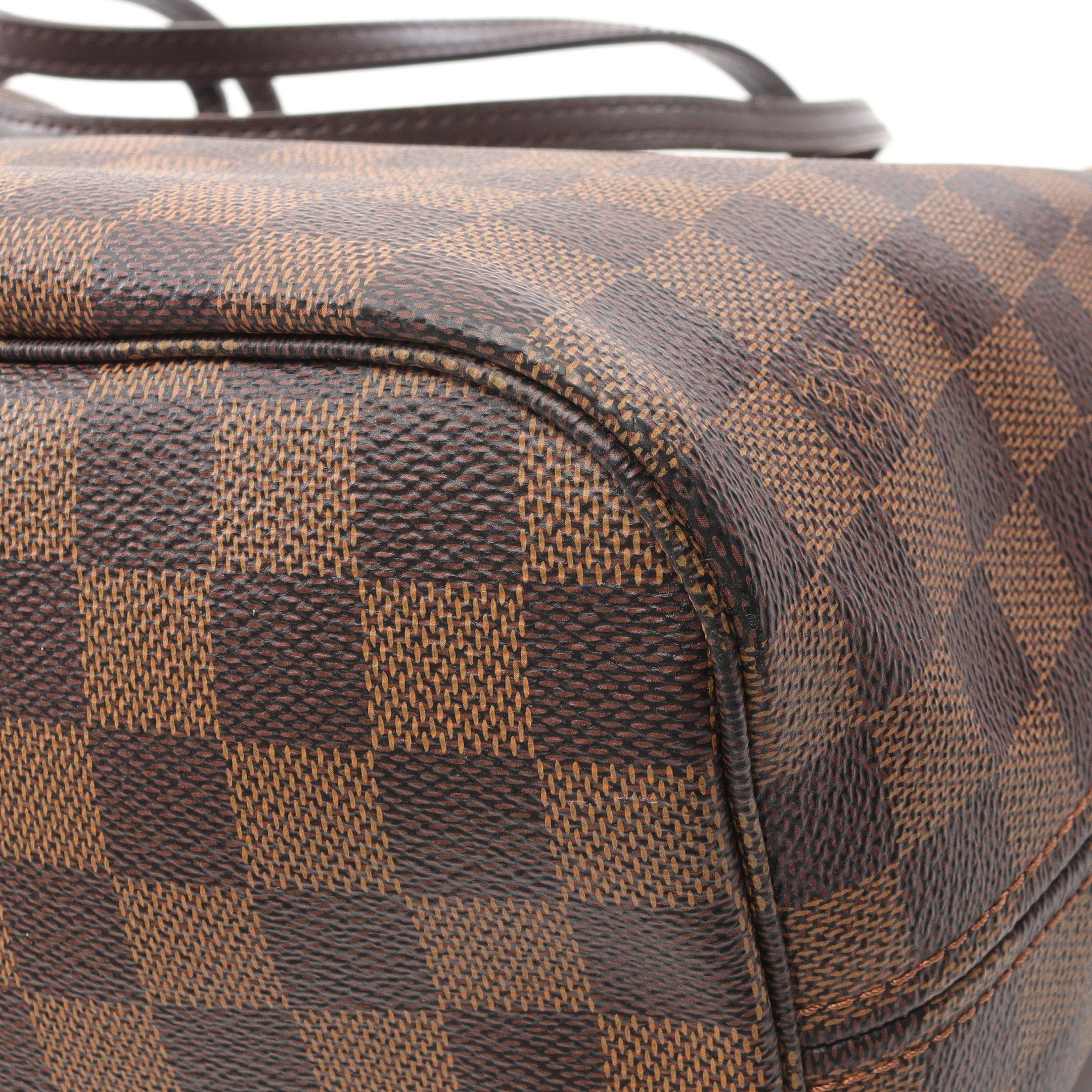 Louis Vuitton Louis Vuitton Neverfull Mm Damier Ebene Cerise Shoulder Bag Tote Leather Brown Size ONE SIZE - 7 Thumbnail