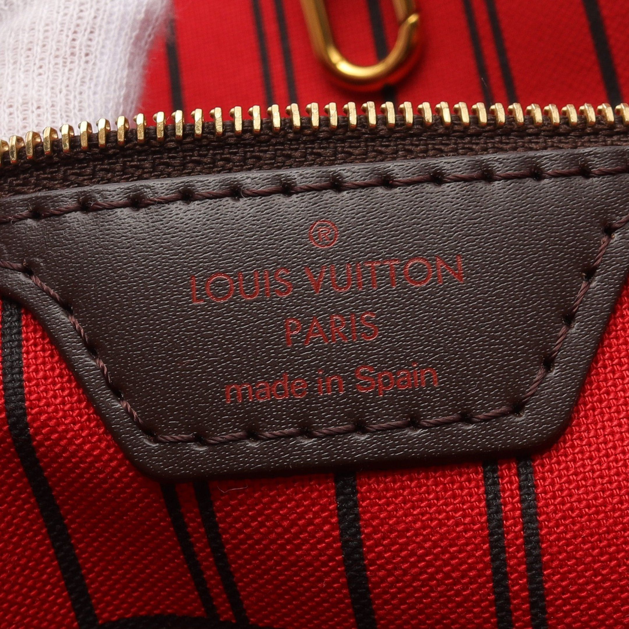 Louis Vuitton Louis Vuitton Neverfull Mm Damier Ebene Cerise Shoulder Bag Tote Leather Brown Size ONE SIZE - 4 Thumbnail