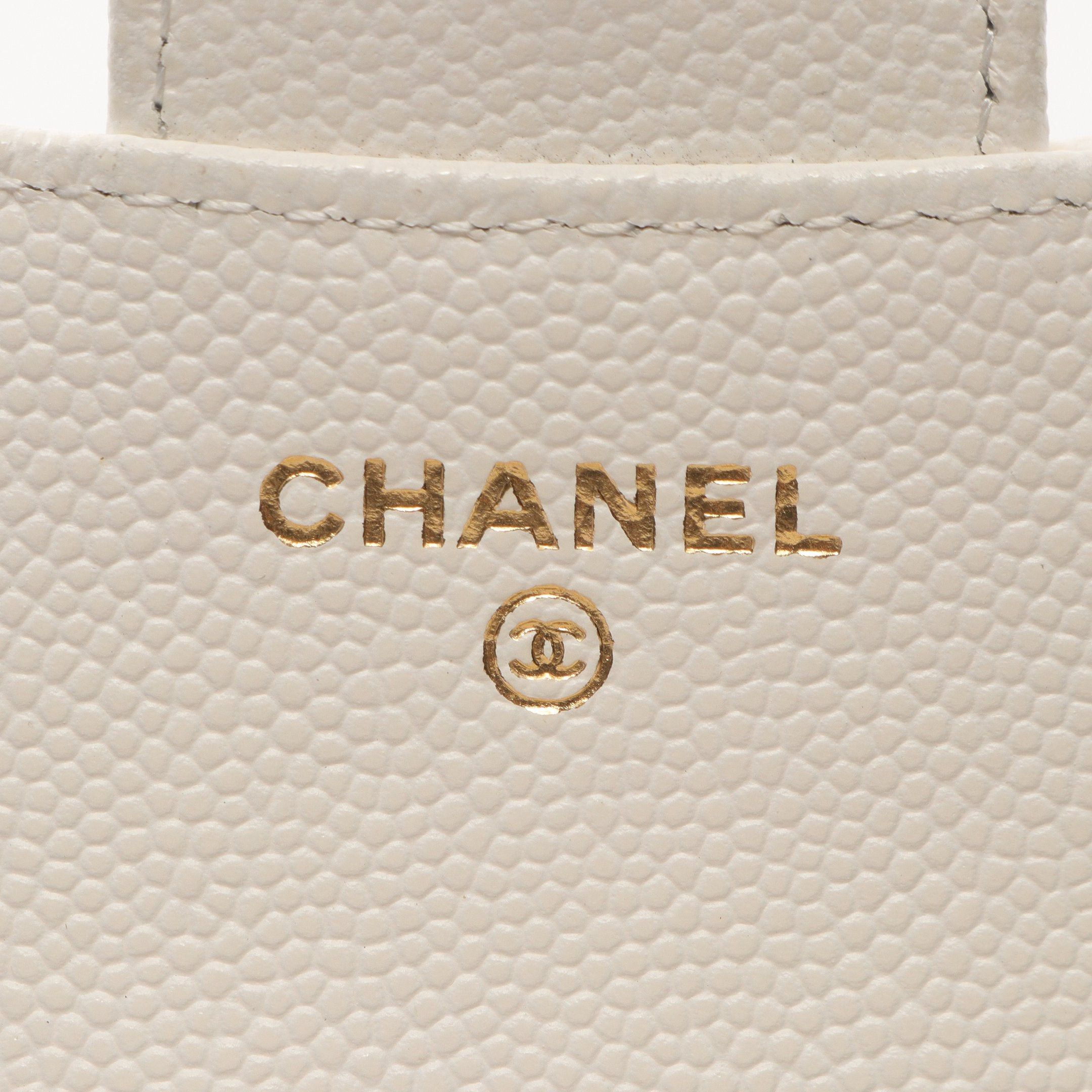 Chanel Chanel Classic Small Flap Wallet Matelasse Trifold Caviar Skin White Gold Hardware Size ONE SIZE - 4 Thumbnail