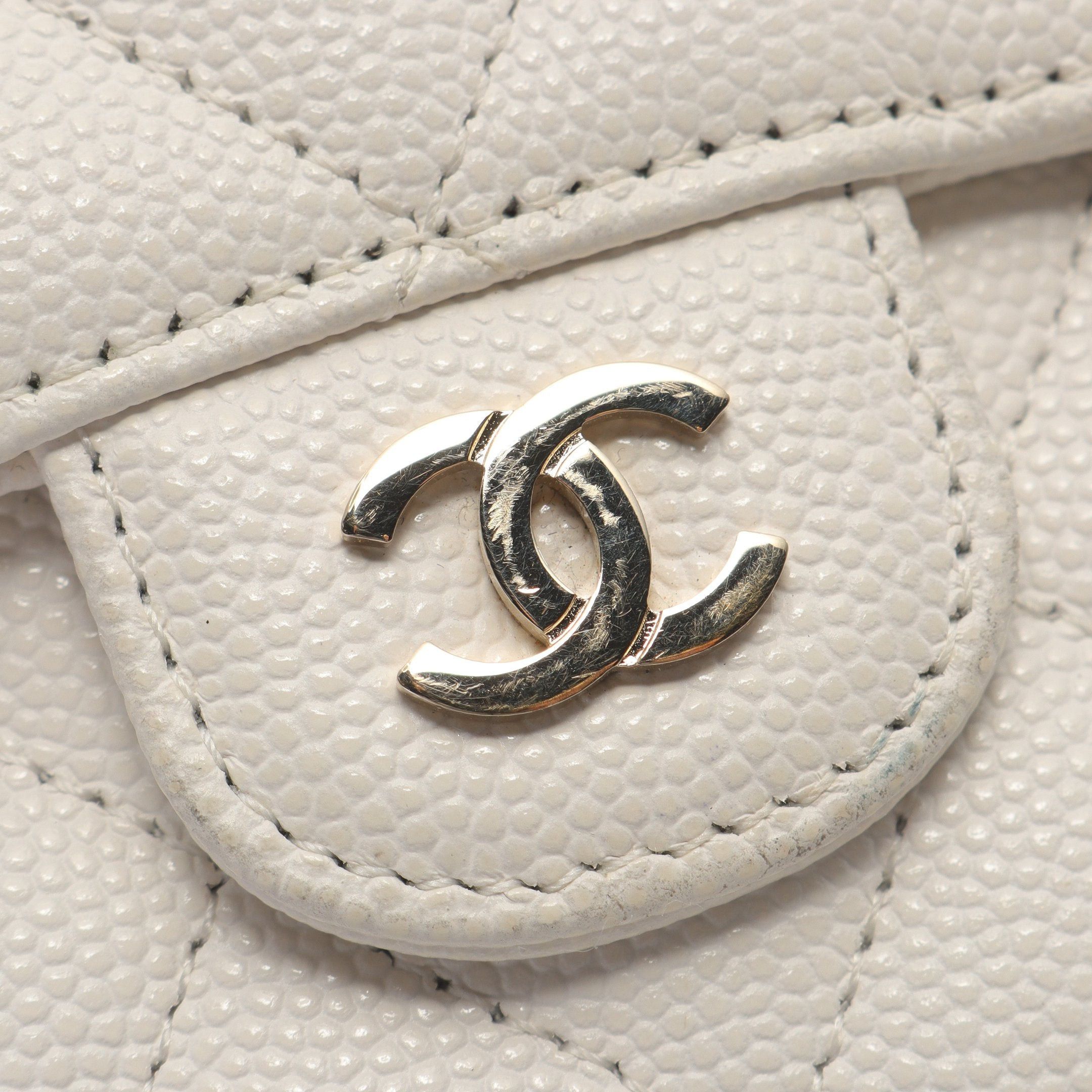 Chanel Chanel Classic Small Flap Wallet Matelasse Trifold Caviar Skin White Gold Hardware Size ONE SIZE - 6 Thumbnail