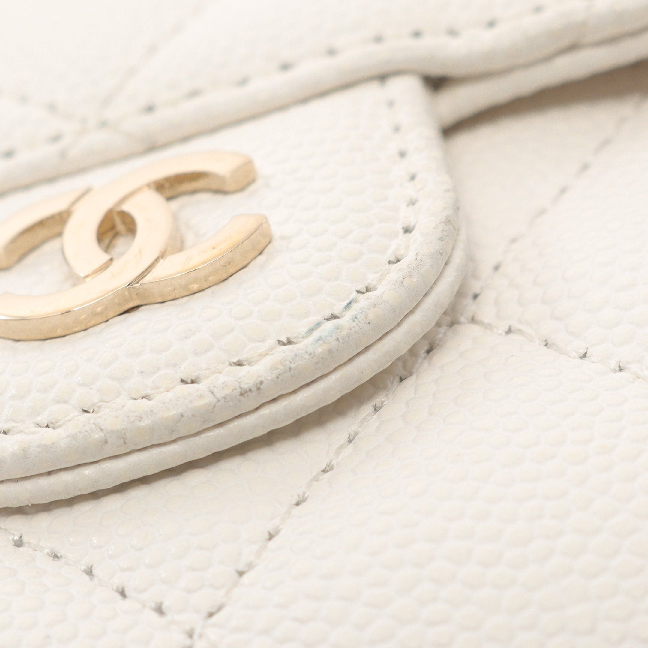 Chanel Chanel Classic Small Flap Wallet Matelasse Trifold Caviar Skin White Gold Hardware Size ONE SIZE - 9 Thumbnail