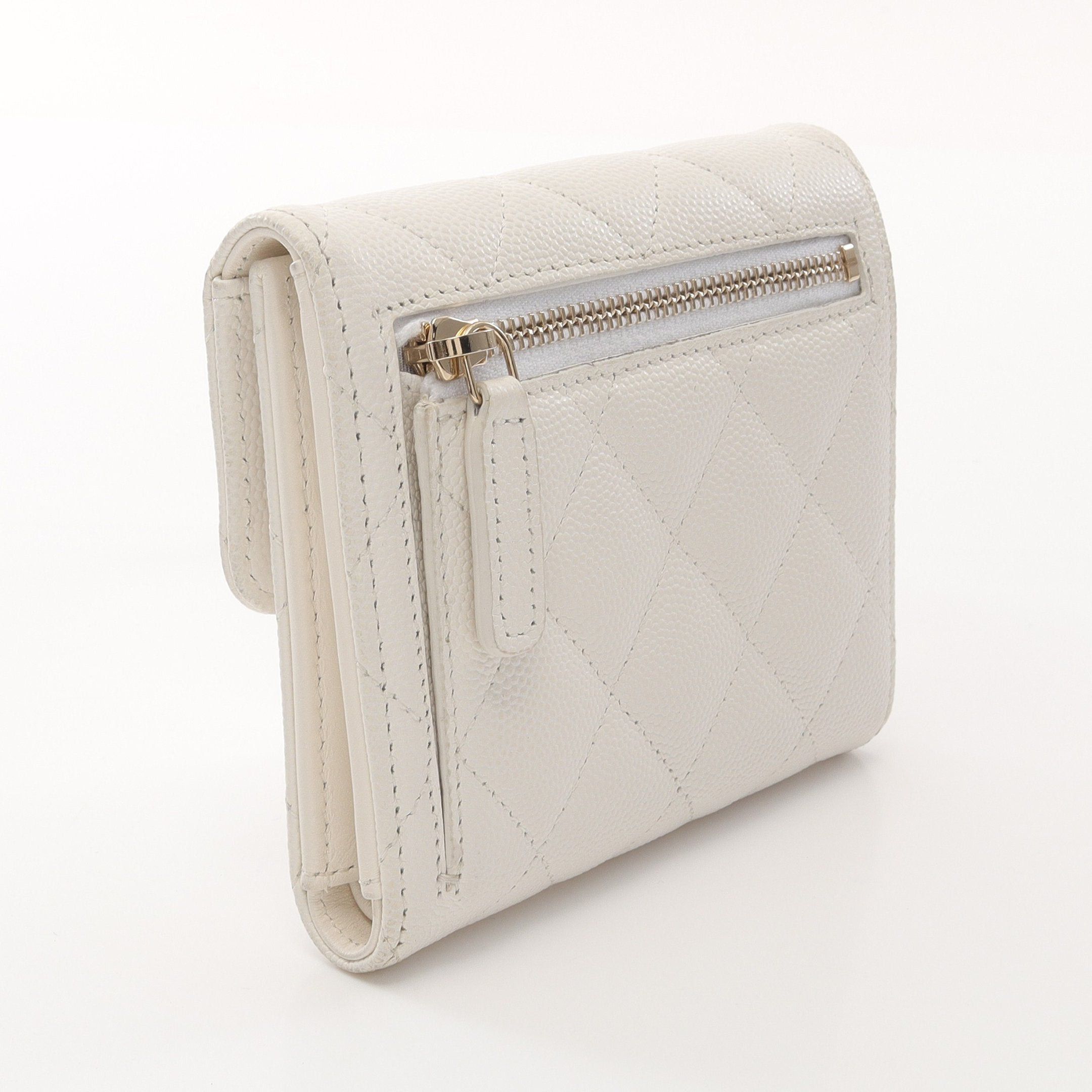 Chanel Chanel Classic Small Flap Wallet Matelasse Trifold Caviar Skin White Gold Hardware Size ONE SIZE - 2 Thumbnail