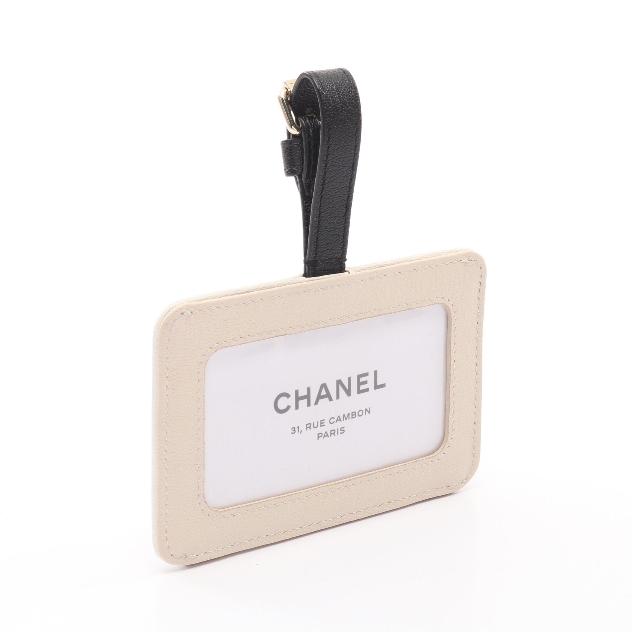 Chanel Chanel Luggage Tag Matelasse Coco Mark Card Case Leather White Black Beige Gold Hardware Size ONE SIZE - 2 Thumbnail