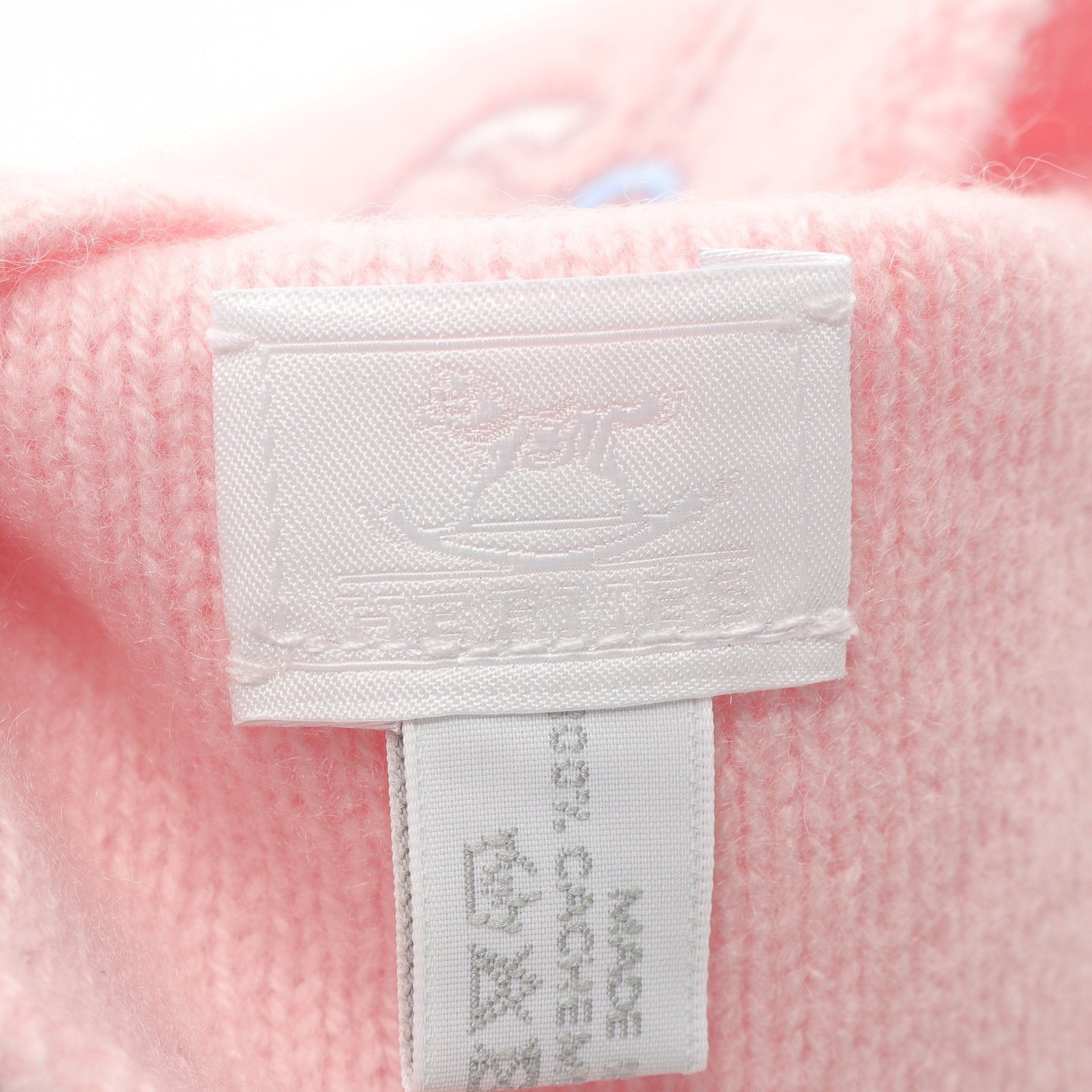 Hermes Hermes Knit Cap Hat Embroidery Cashmere Pink Baby Size ONE SIZE - 4 Thumbnail