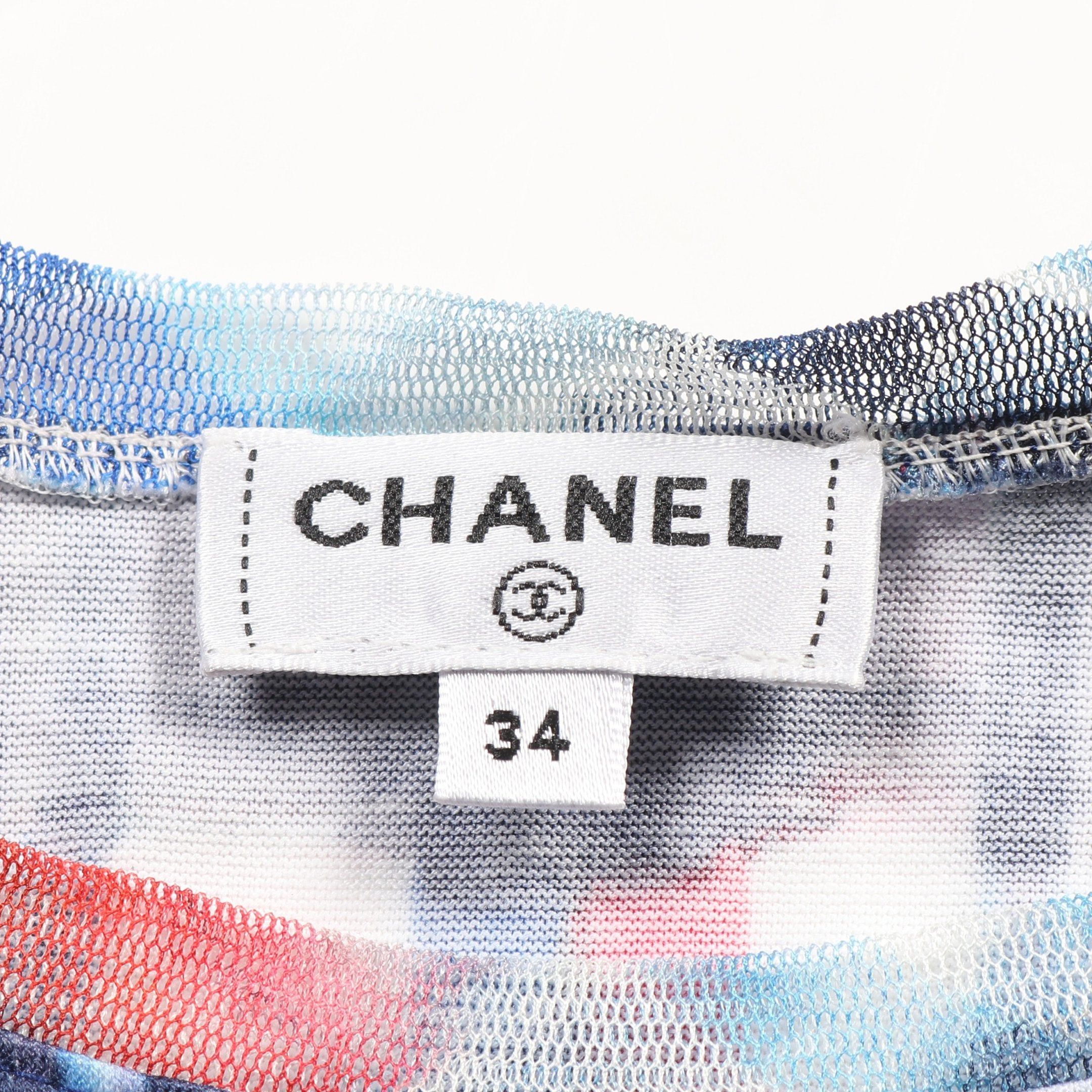 Chanel Chanel Coco Mark Cut And Sew Mesh Check Cotton Navy White Red Size ONE SIZE - 3 Thumbnail