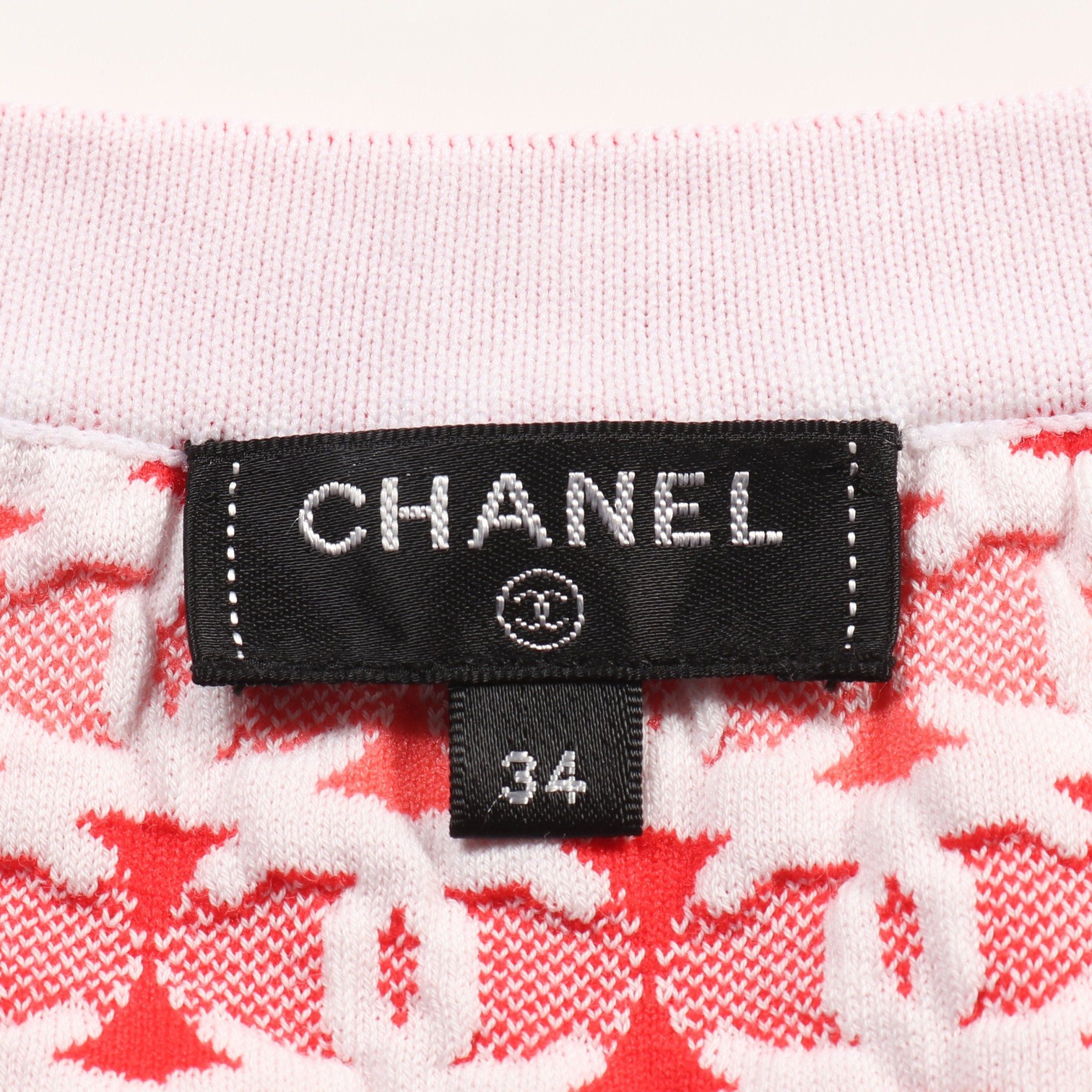 Chanel Chanel Coco Mark Tank Top All-Over Pattern Nylon Cotton Red Pink White Size ONE SIZE - 3 Thumbnail