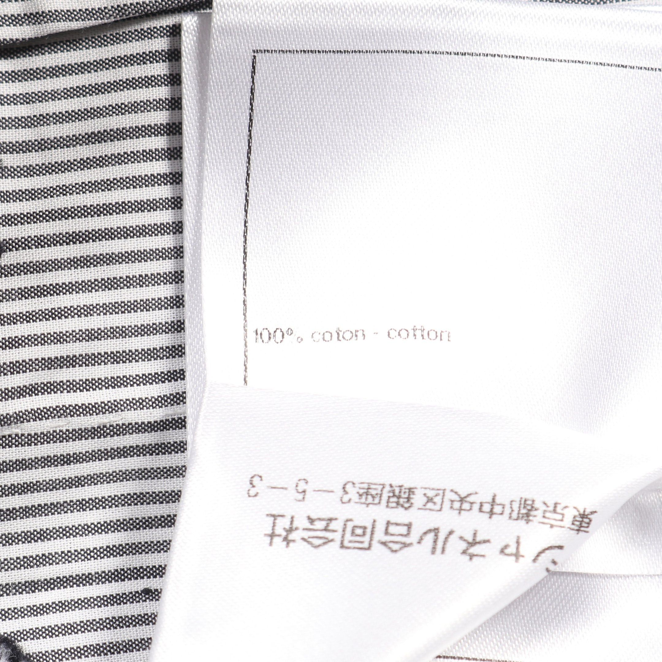 Chanel Chanel Coco Mark Camellia Blouse Stripe Rhinestone Cotton Gray White Size ONE SIZE - 6 Thumbnail
