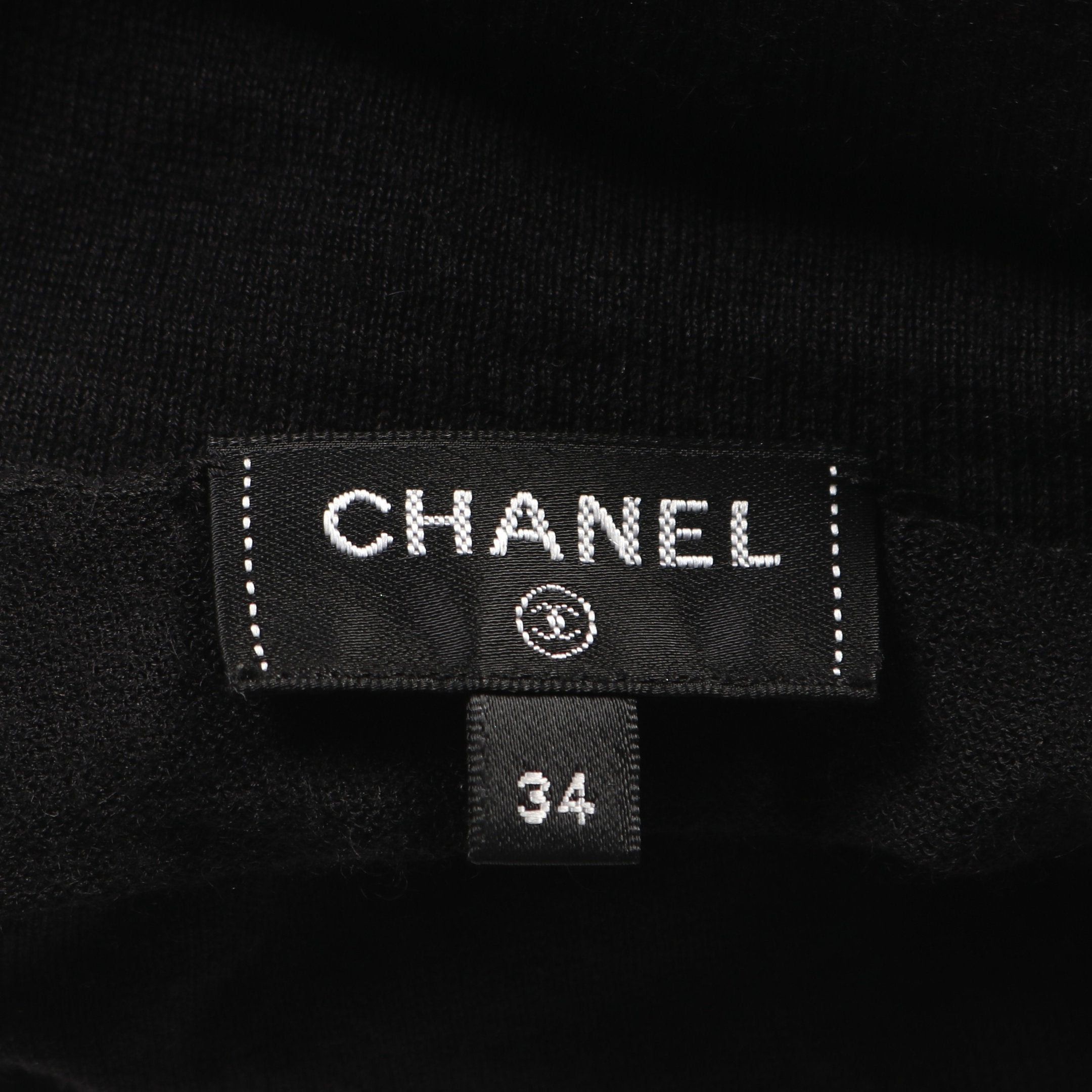 Chanel Chanel Coco Mark Icon Knit Turtleneck Logo Embroidery Cashmere Silk Black Multicolor 21N Size ONE SIZE - 3 Thumbnail
