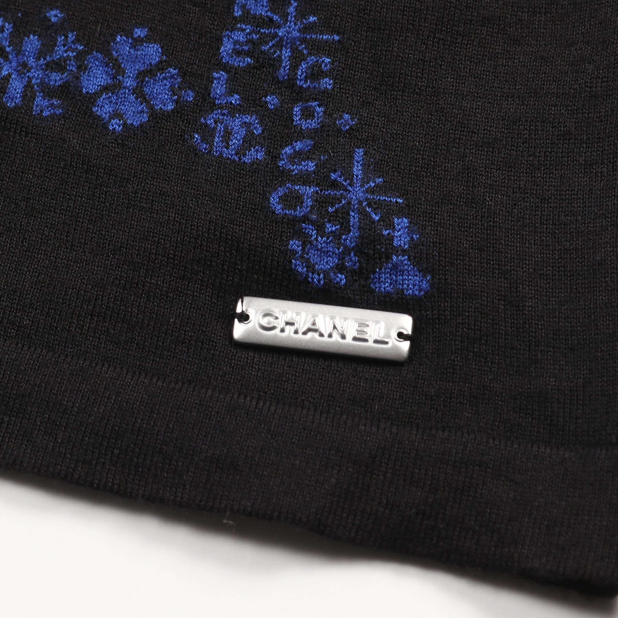 Chanel Chanel Coco Mark Icon Knit Turtleneck Logo Embroidery Cashmere Silk Black Multicolor 21N Size ONE SIZE - 10 Thumbnail