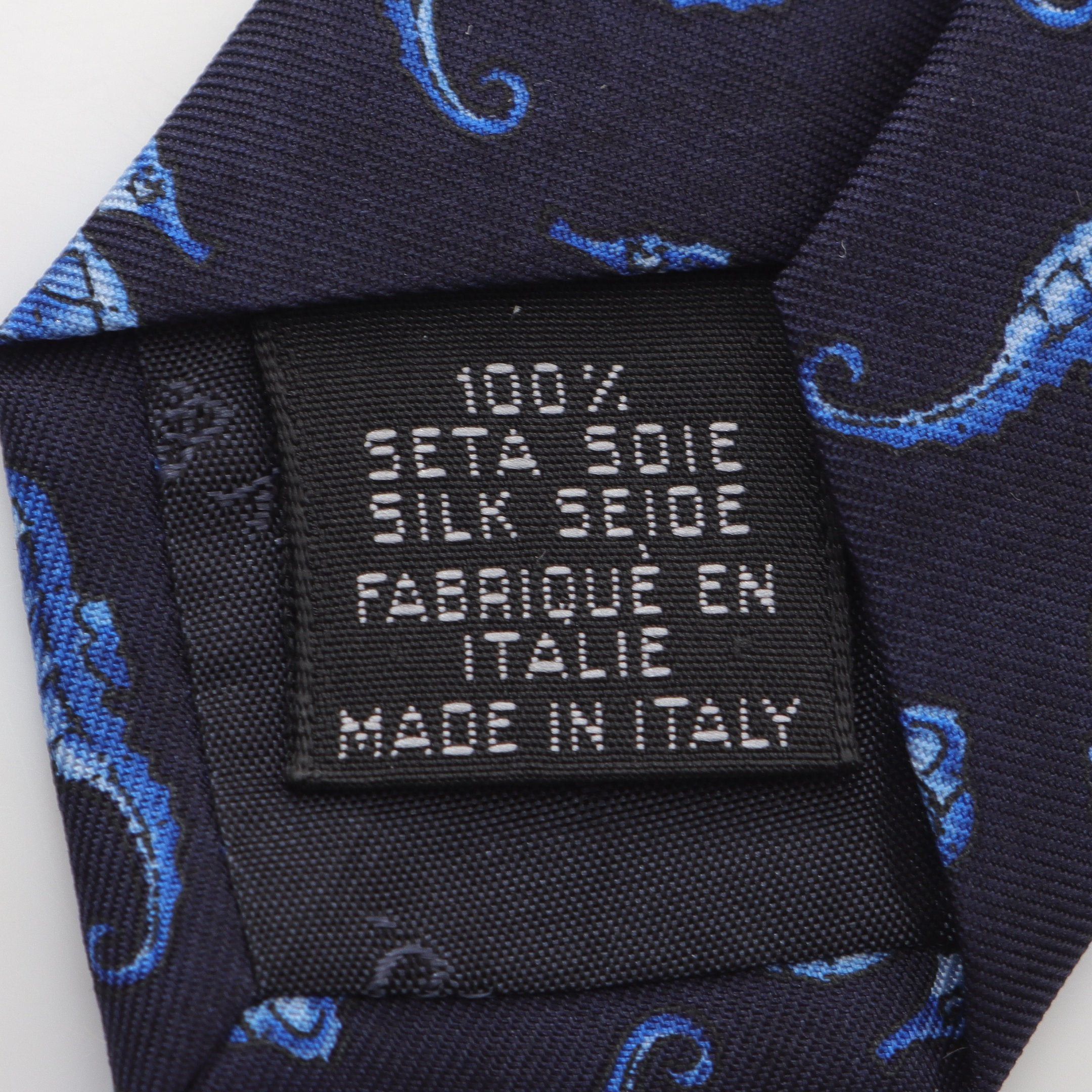 Tiffany & Co. Tiffany Co Tie Seahorse All-Over Pattern Silk Navy Blue Size ONE SIZE - 5 Thumbnail