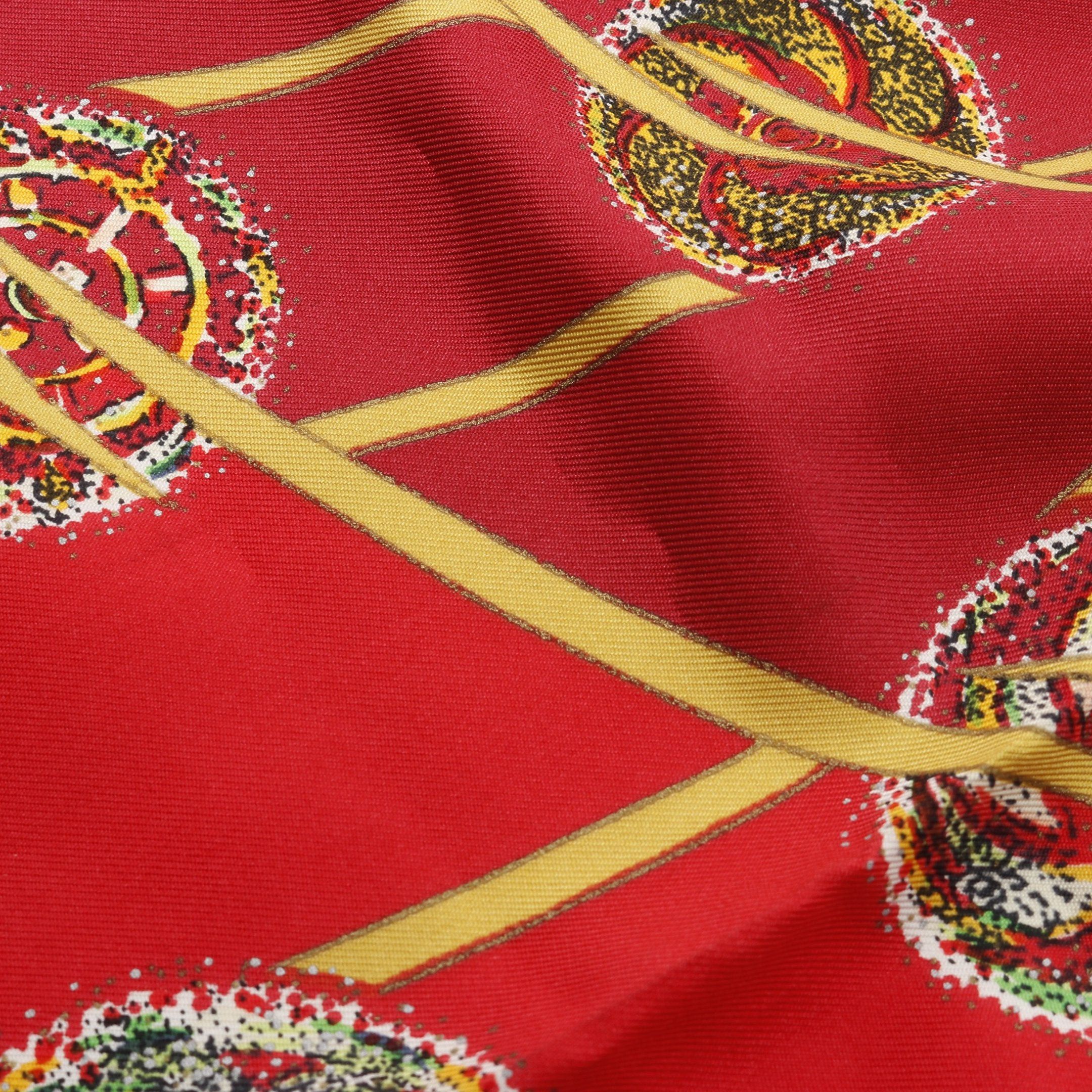Hermes Hermes Carres 90 Les Feux De L'Espace Scarf Silk Red Multicolor Size ONE SIZE - 4 Thumbnail