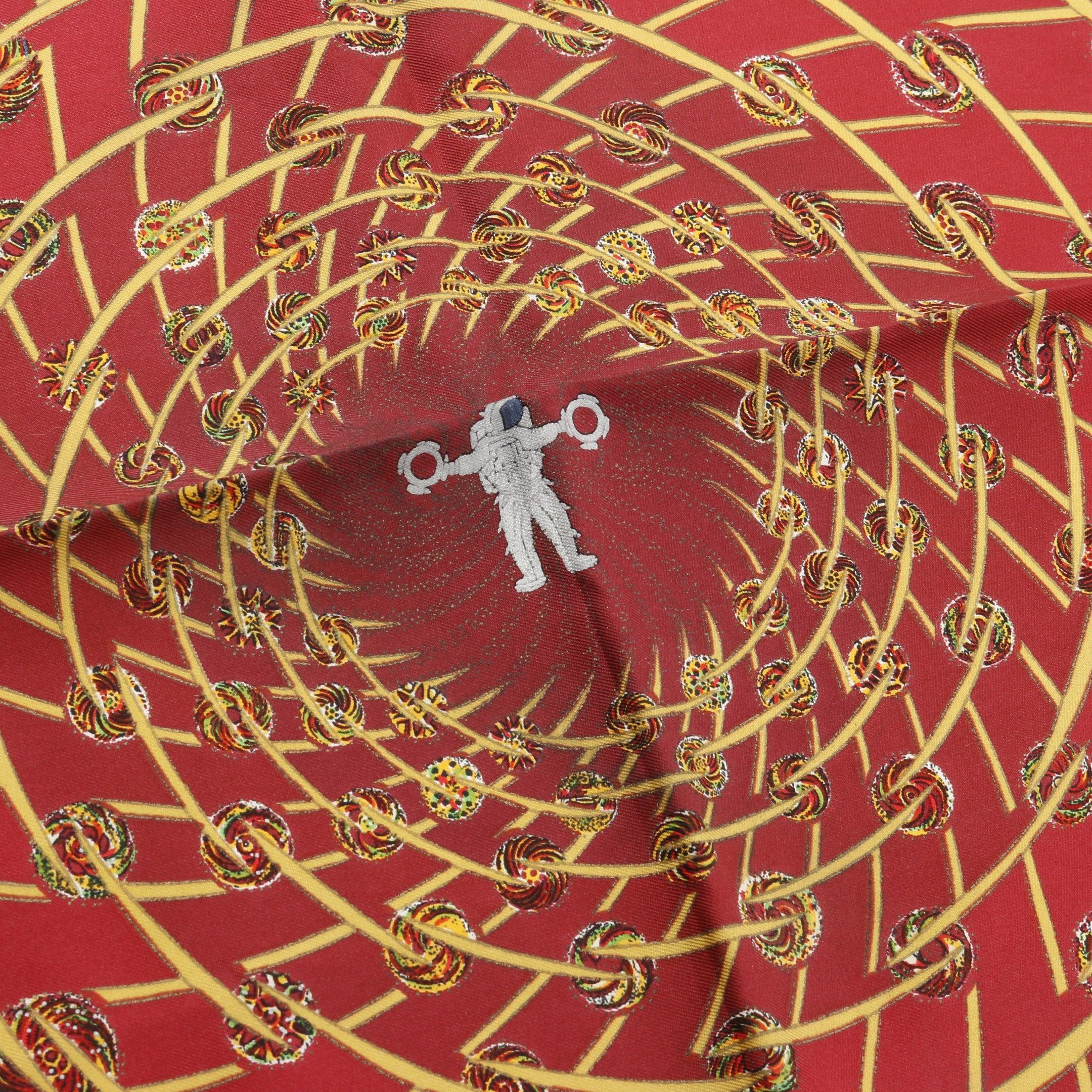 Hermes Hermes Carres 90 Les Feux De L'Espace Scarf Silk Red Multicolor Size ONE SIZE - 5 Thumbnail