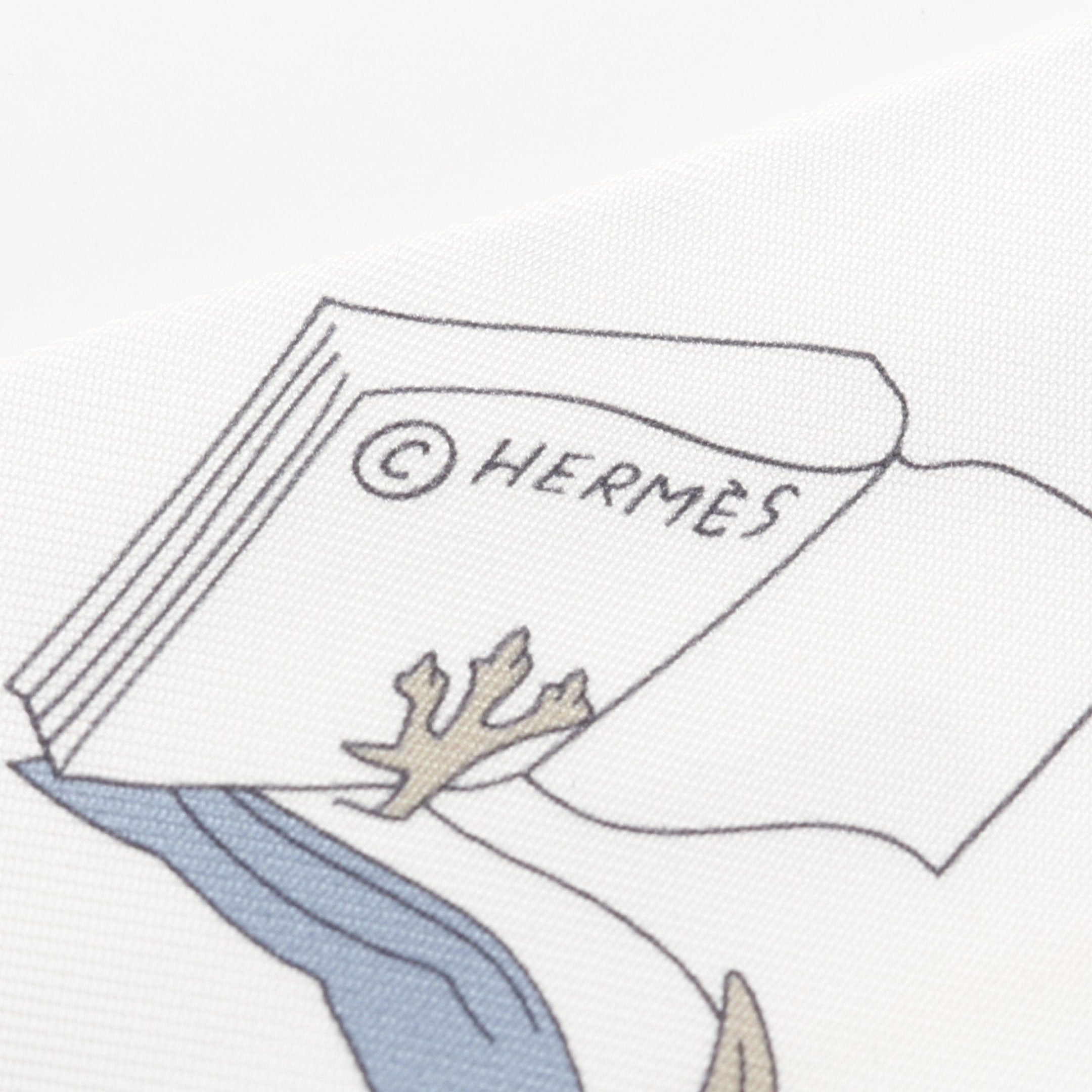 Hermes Hermes Twilly A Vos Crayons Ribbon Scarf Silk White Gray Multicolor Size ONE SIZE - 2 Thumbnail