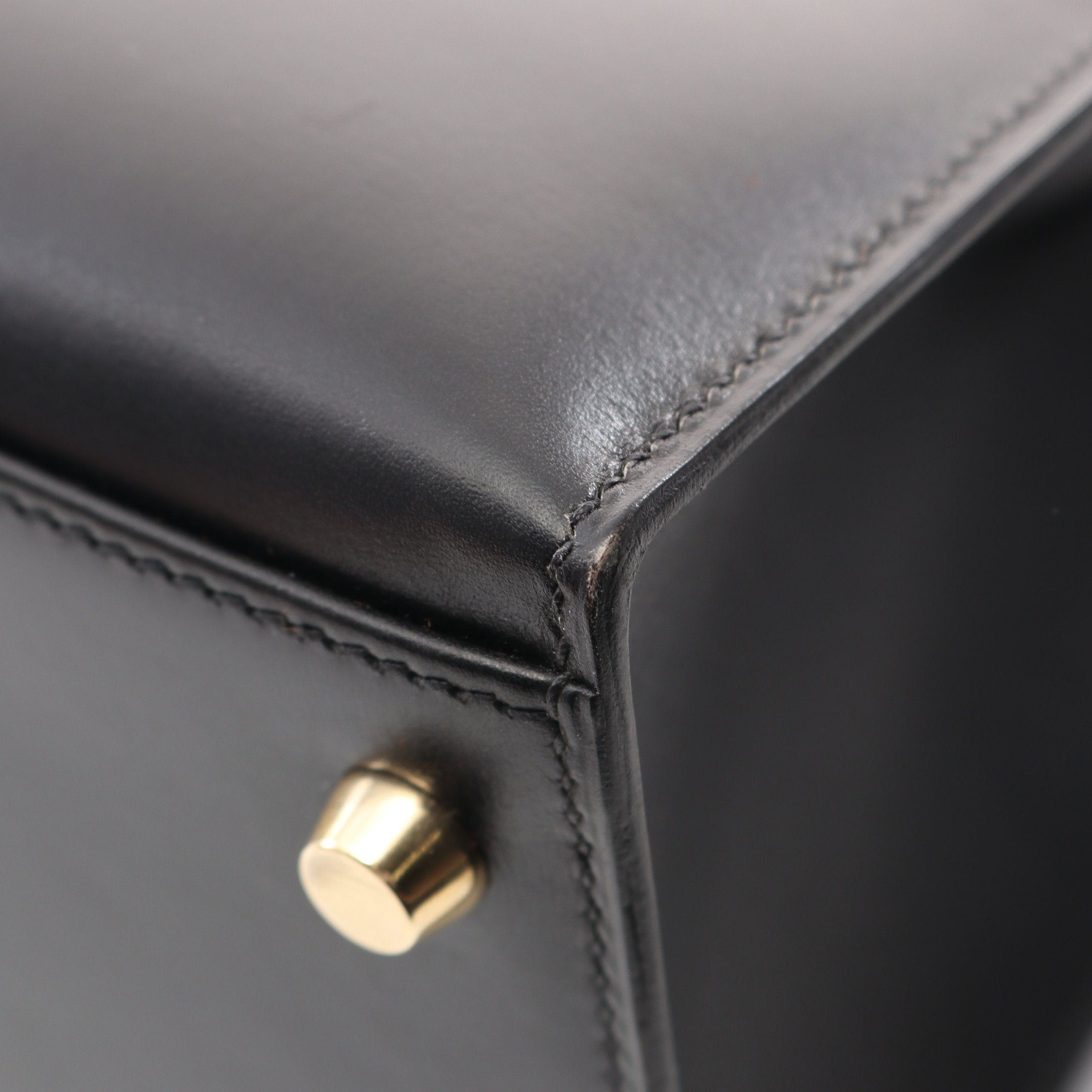Hermes Hermes Kelly32 Handbag Box Calf Black Gold Hardware Outside Sewing □J Carved Stamp Size ONE SIZE - 7 Thumbnail