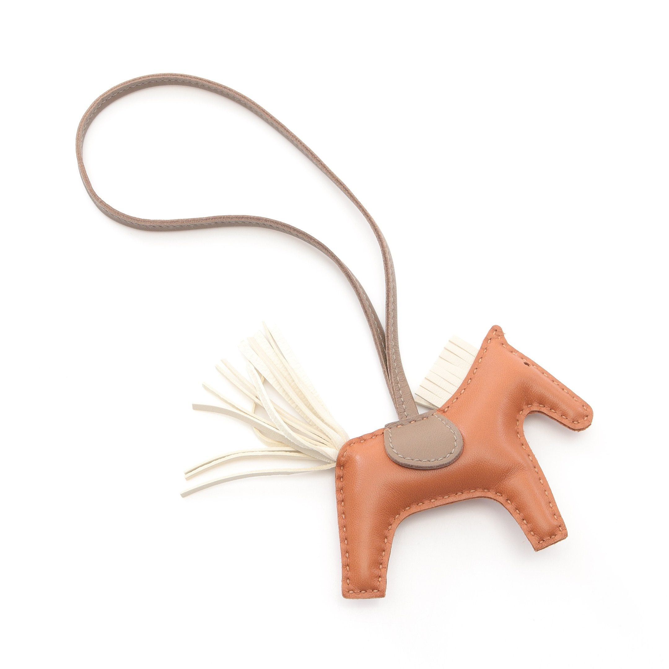 Hermes Hermes Rodeo Pm Gold Etoupe Kure Bag Charm Key Ring Aagneau Brown Ivory B Stamp Size ONE SIZE - 2 Thumbnail