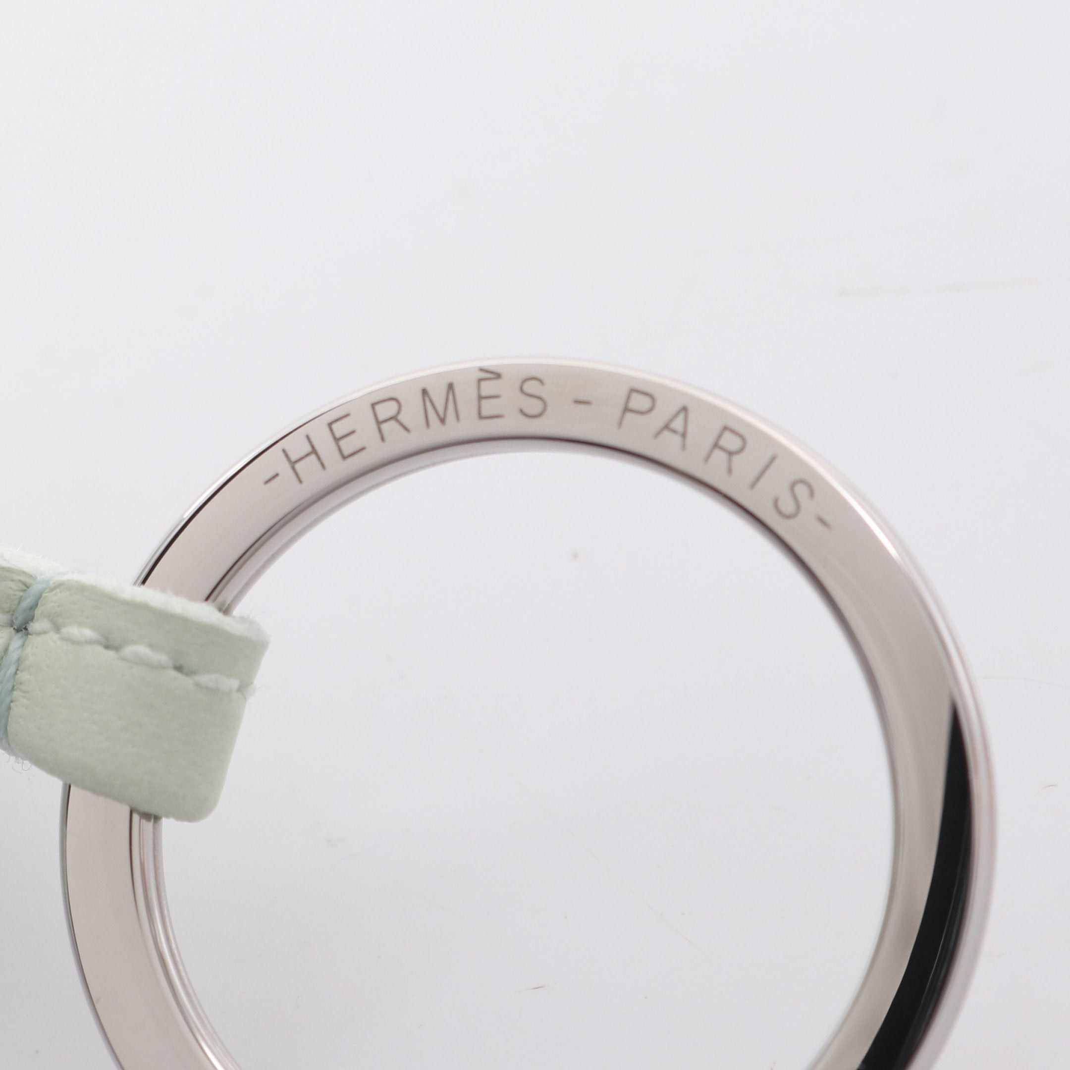 Hermes Hermes Carmen Vert Fizz Bag Charm Key Ring Aagneau Light Green Silver Hardware Double Engraved Size ONE SIZE - 3 Thumbnail
