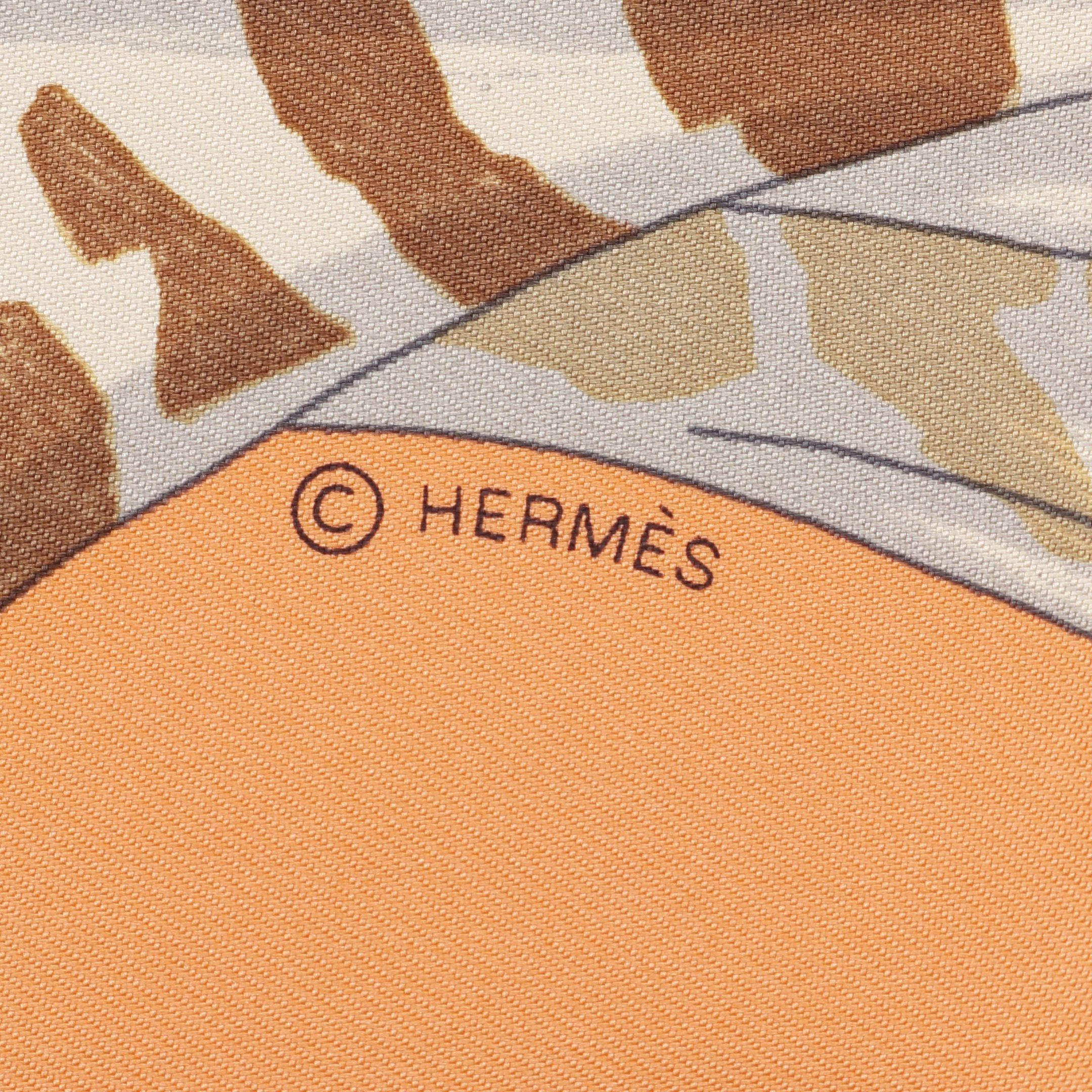 Hermes Hermes Carres 90 Hermes Story Scarf Silk Coral Orange Multicolor Size ONE SIZE - 2 Thumbnail