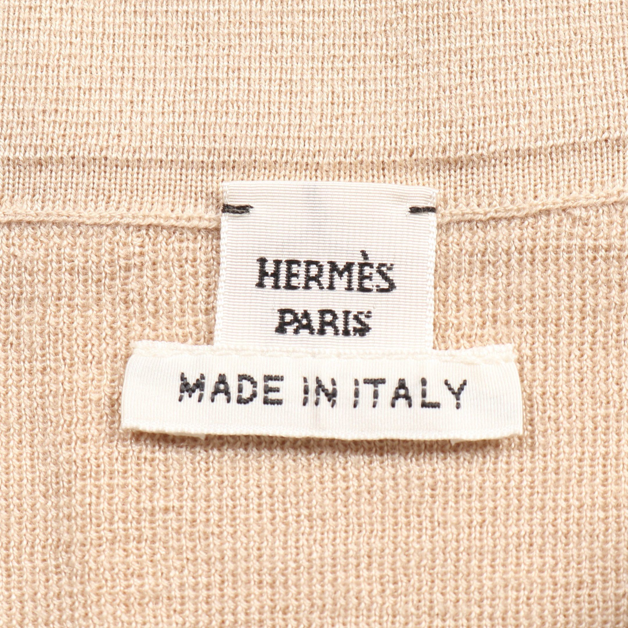 Hermes Hermes Cardigan Cashmere Silk Beige Logo Button Size ONE SIZE - 3 Thumbnail