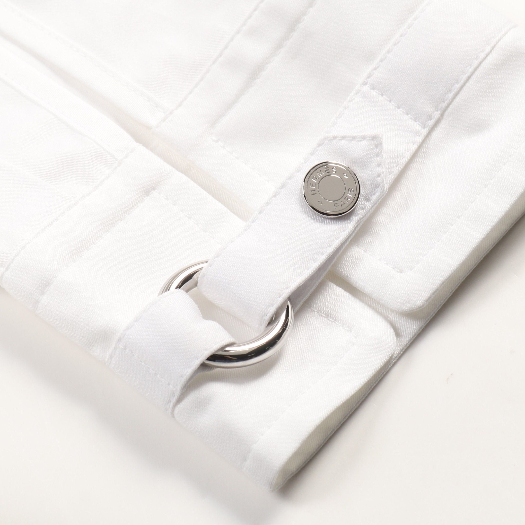 Hermes Hermes Serie Button Shirt Zip Up Cotton White Size ONE SIZE - 5 Thumbnail