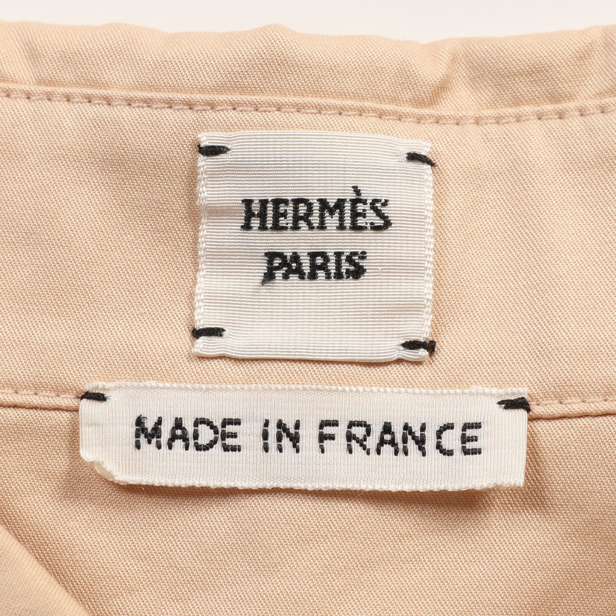Hermes Hermes Currysh Shirt Logo Embroidery Cotton Beige Size ONE SIZE - 3 Thumbnail