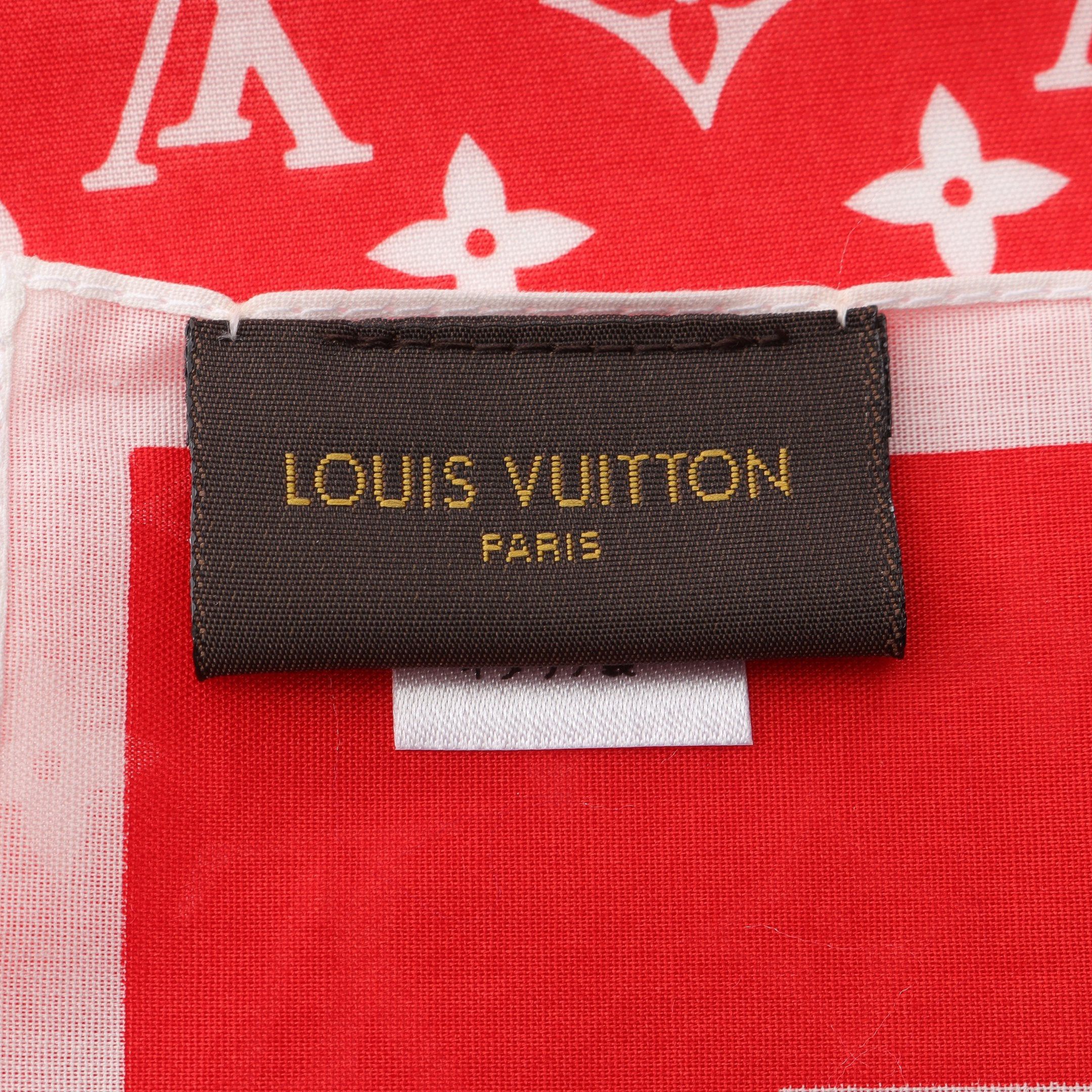 Louis Vuitton Louis Vuitton Louis Vuitton * Supreme Scarf Cotton Red White Size ONE SIZE - 2 Thumbnail