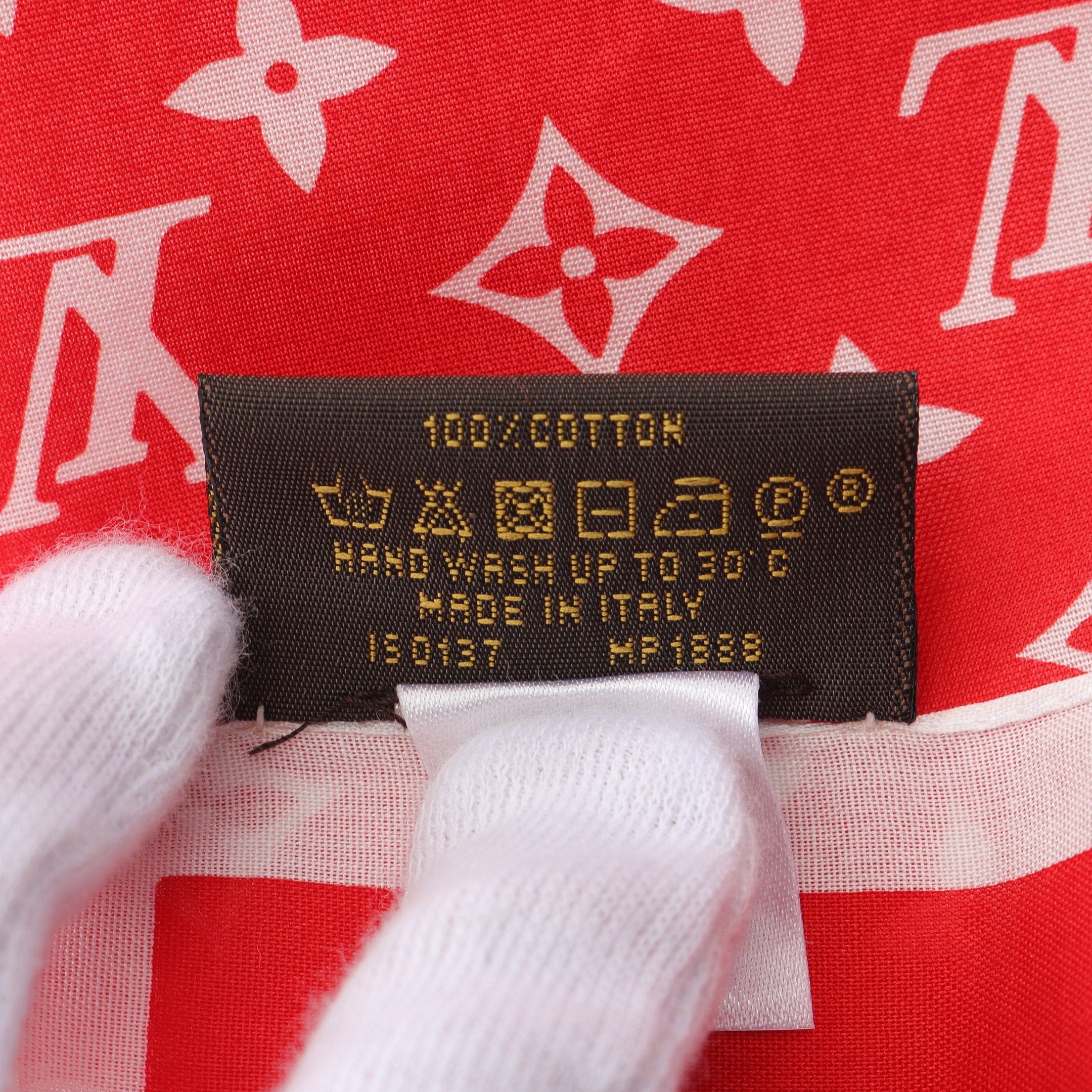 Louis Vuitton Louis Vuitton Louis Vuitton * Supreme Scarf Cotton Red White Size ONE SIZE - 3 Thumbnail