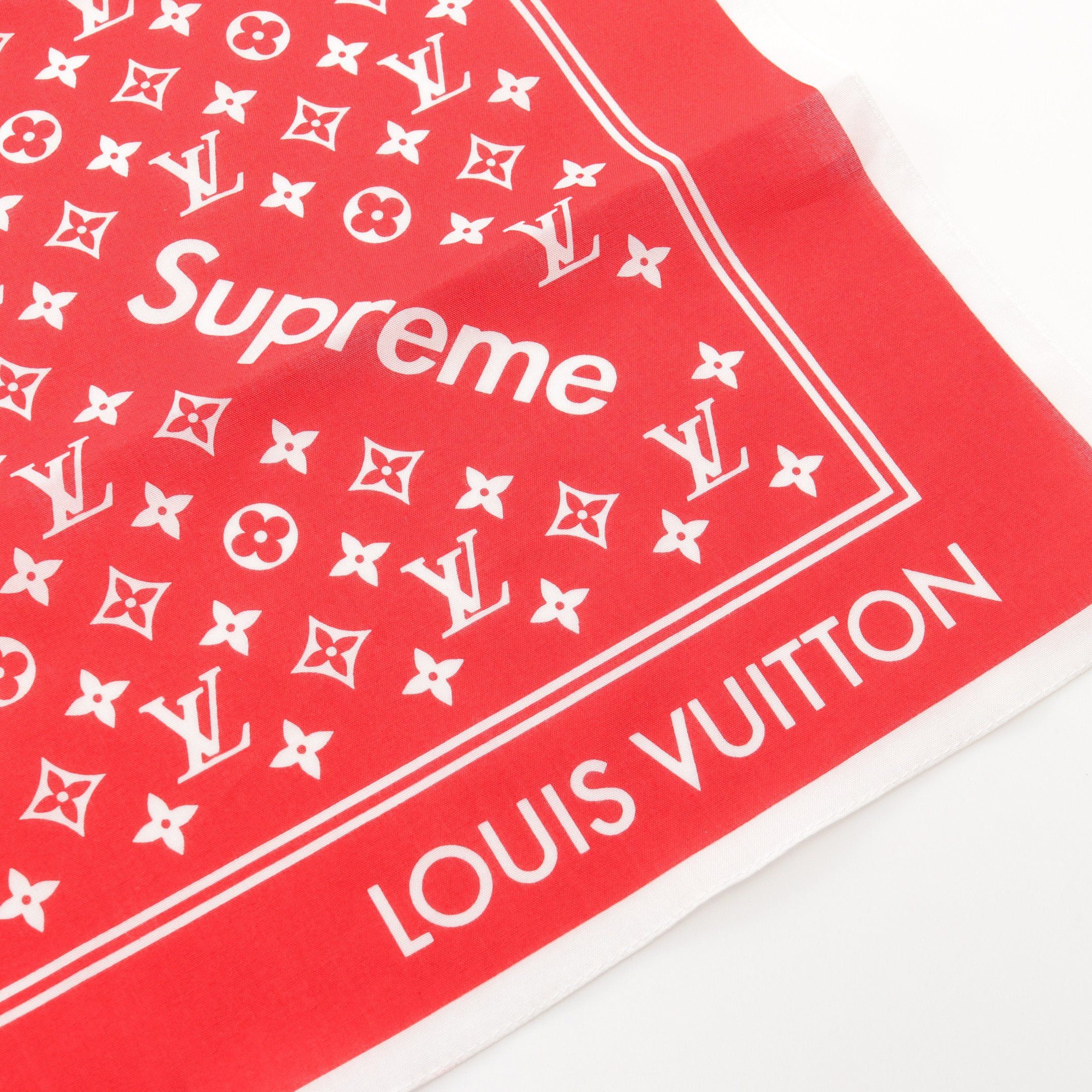 Louis Vuitton Louis Vuitton Louis Vuitton * Supreme Scarf Cotton Red White Size ONE SIZE - 4 Thumbnail