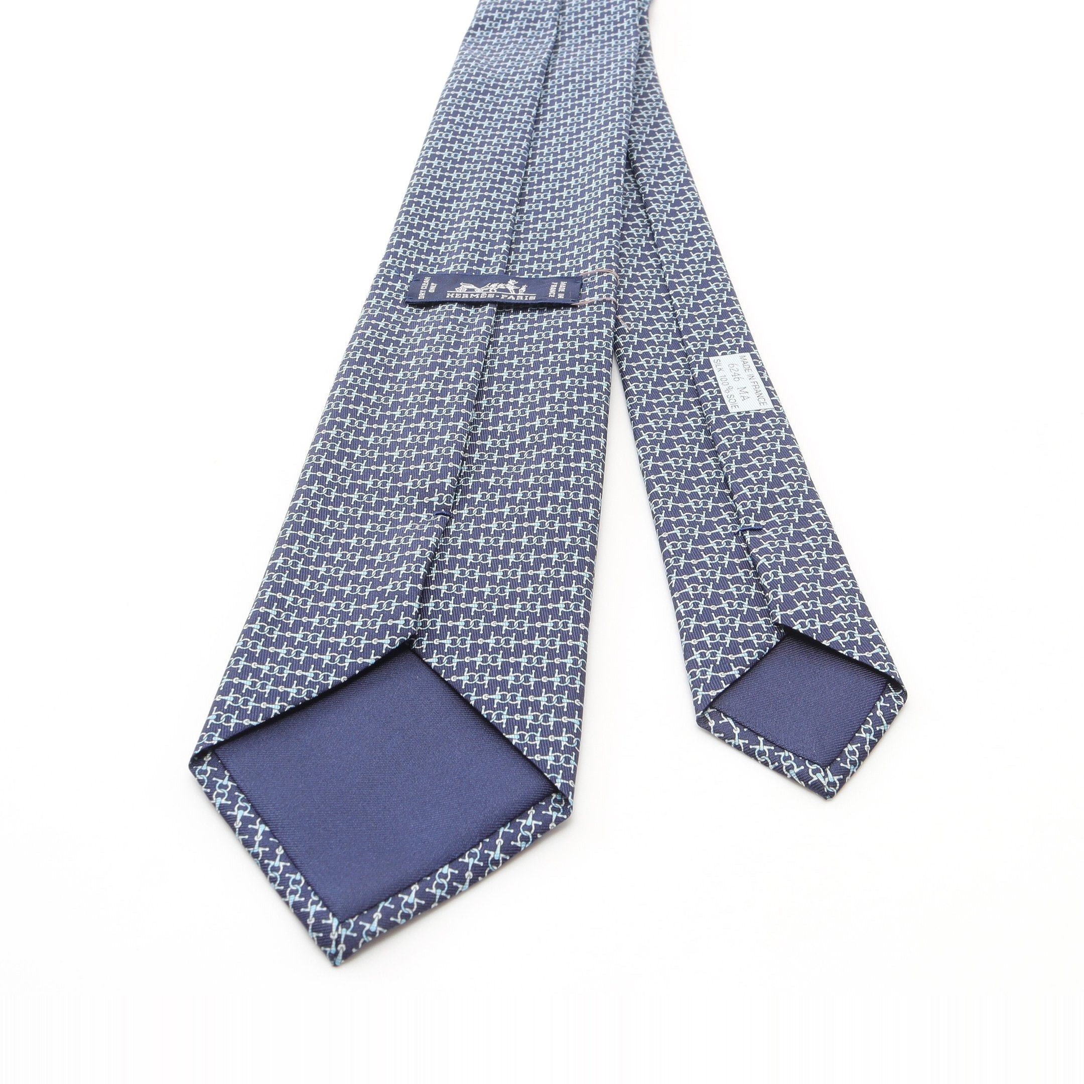 Hermes Hermes Tie Silk Dark Blue Light Size ONE SIZE - 3 Thumbnail