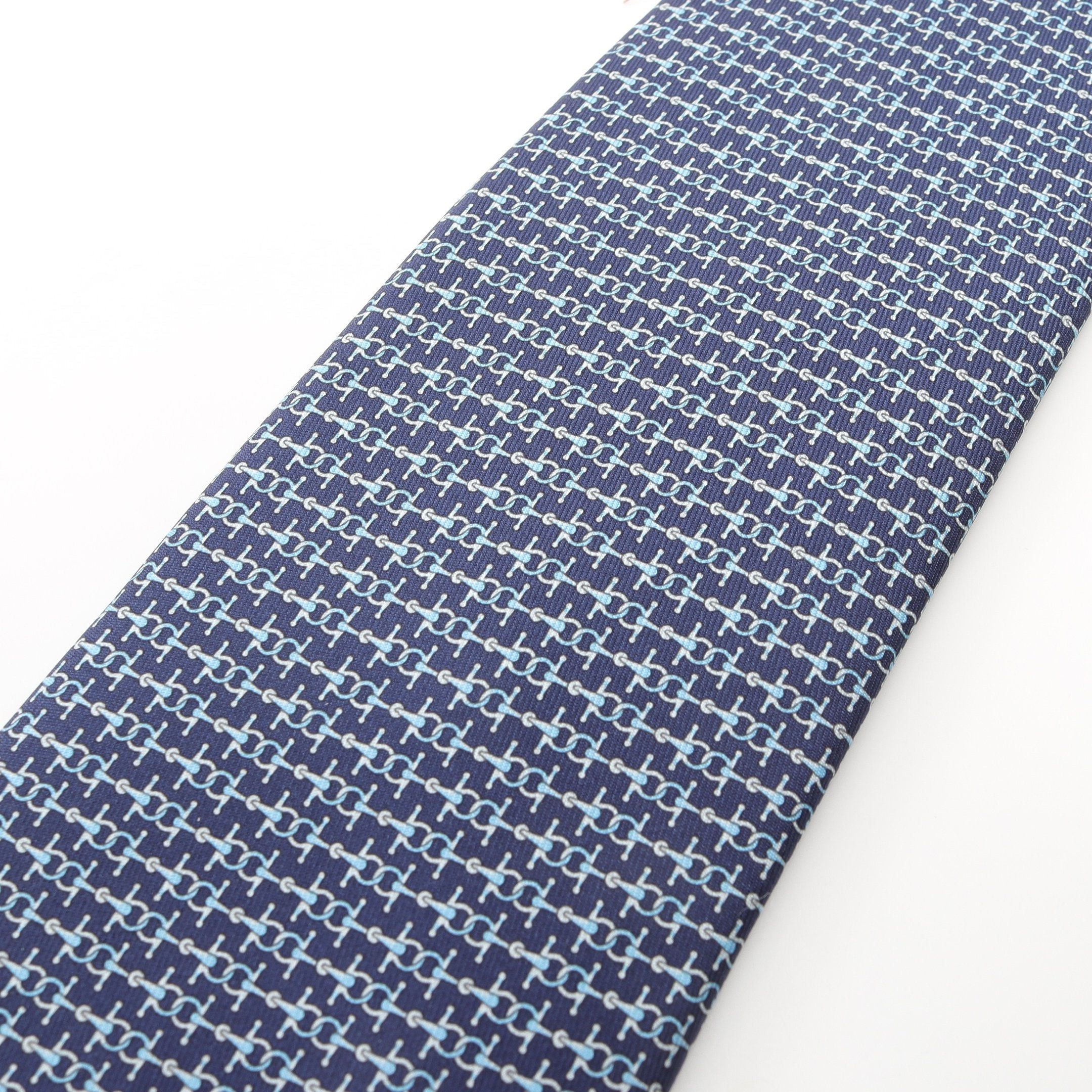 Hermes Hermes Tie Silk Dark Blue Light Size ONE SIZE - 6 Thumbnail