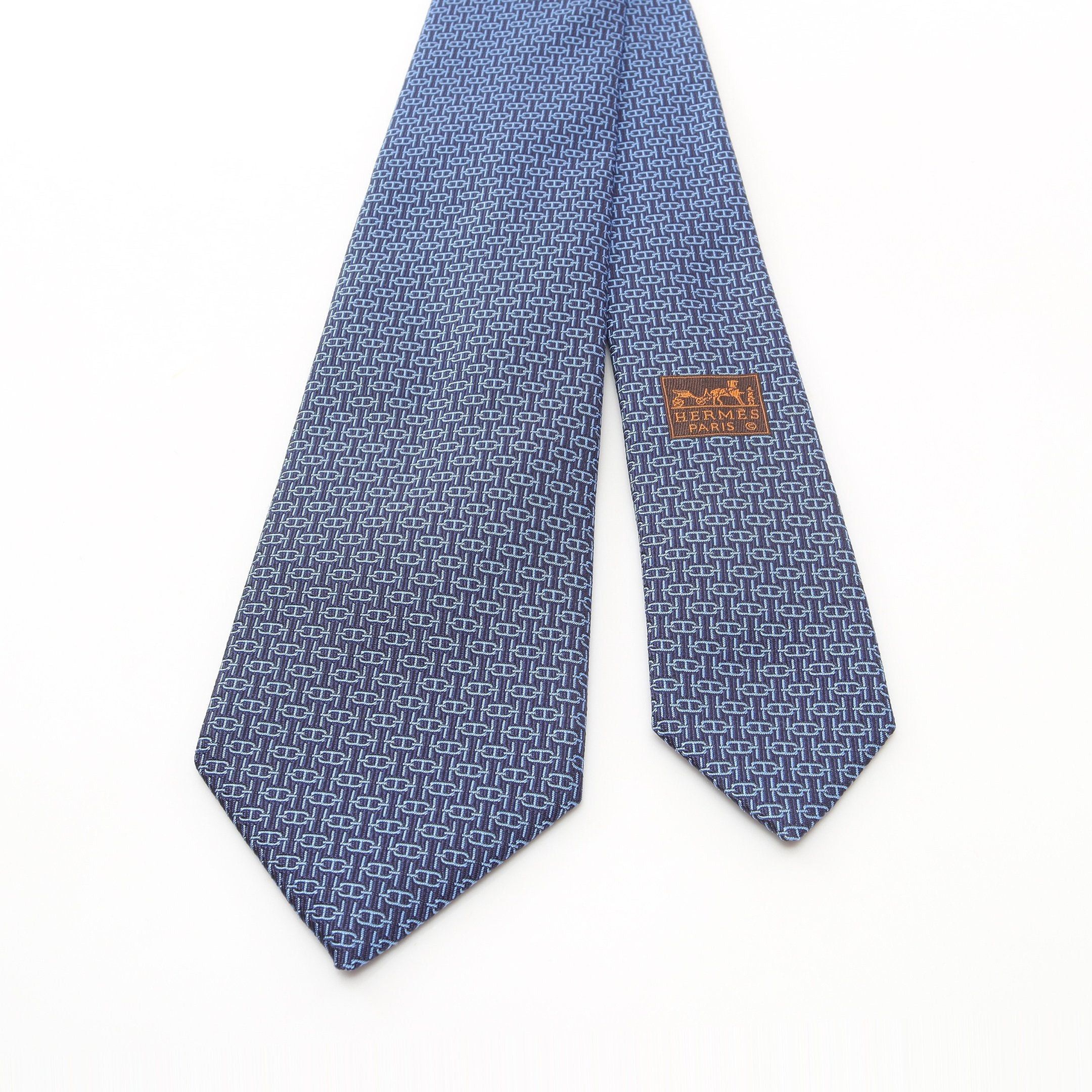 Hermes Hermes Tie Silk Dark Blue Size ONE SIZE - 2 Thumbnail