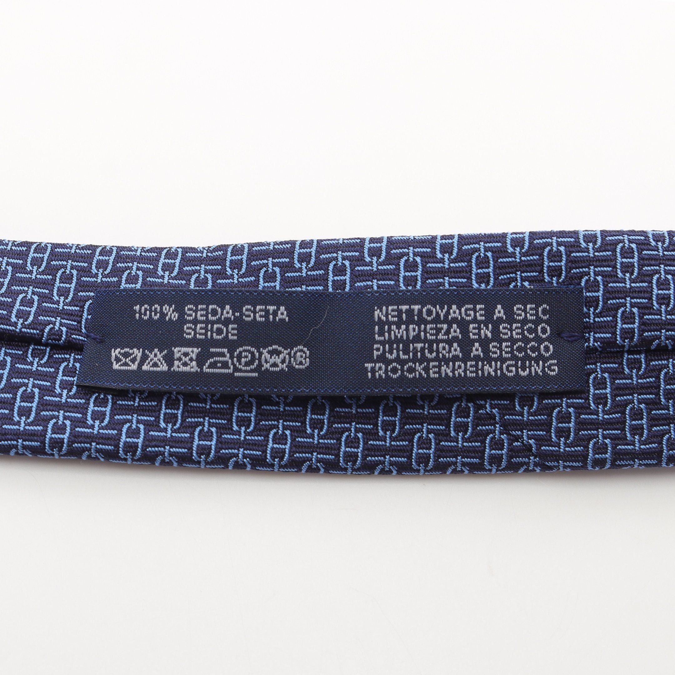 Hermes Hermes Tie Silk Dark Blue Size ONE SIZE - 5 Thumbnail