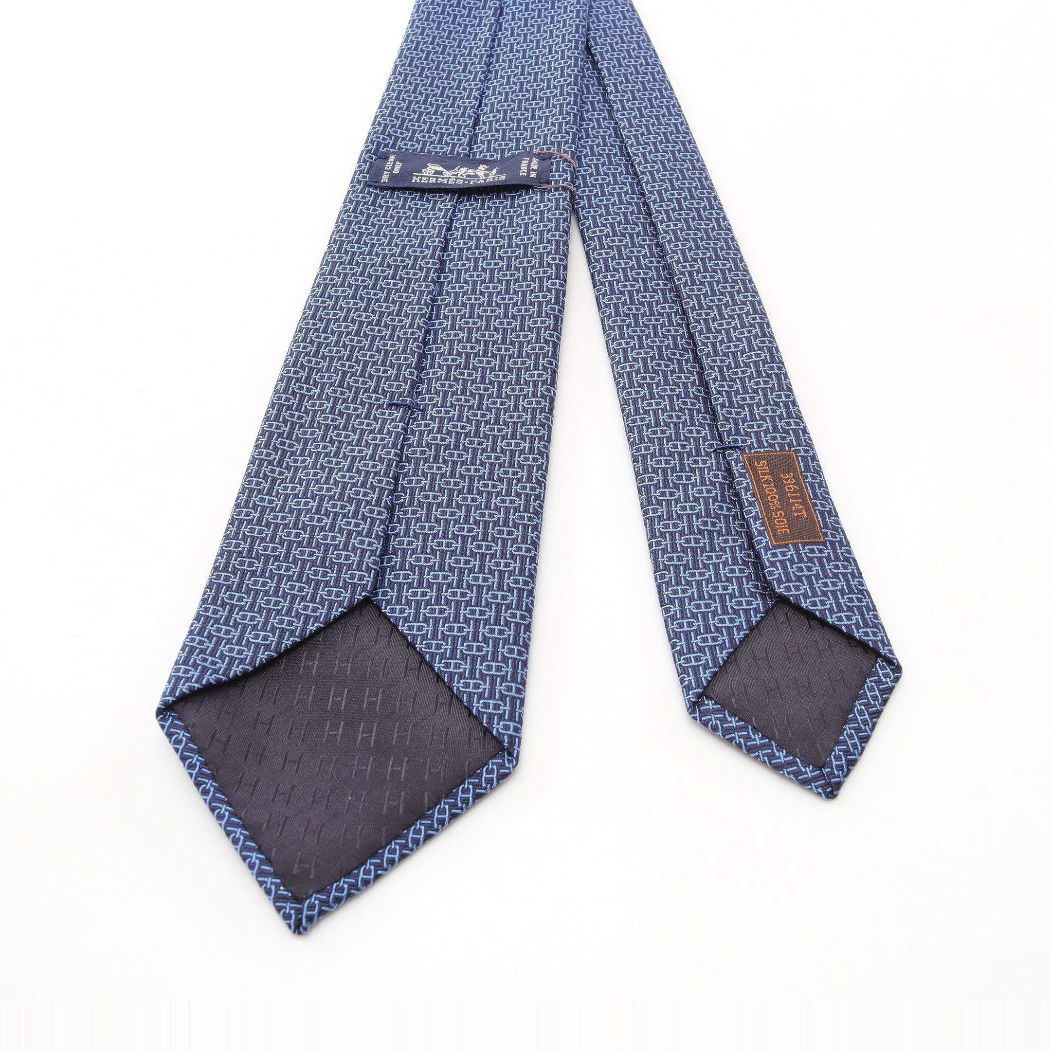 Hermes Hermes Tie Silk Dark Blue Size ONE SIZE - 3 Thumbnail
