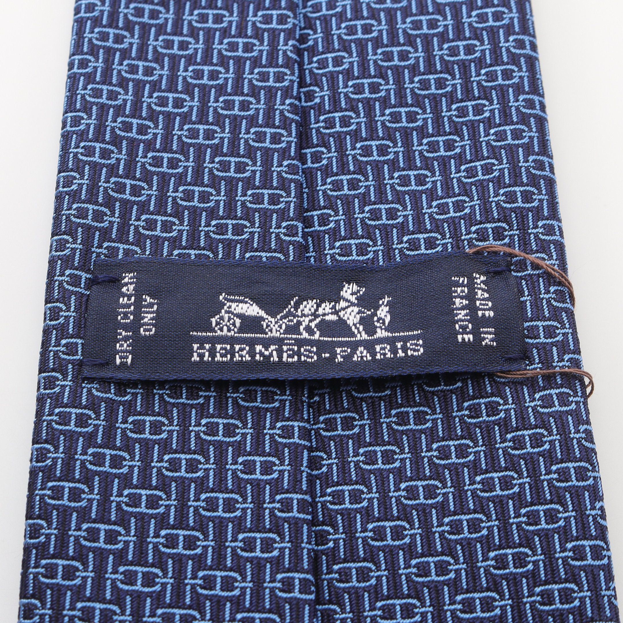 Hermes Hermes Tie Silk Dark Blue Size ONE SIZE - 4 Thumbnail