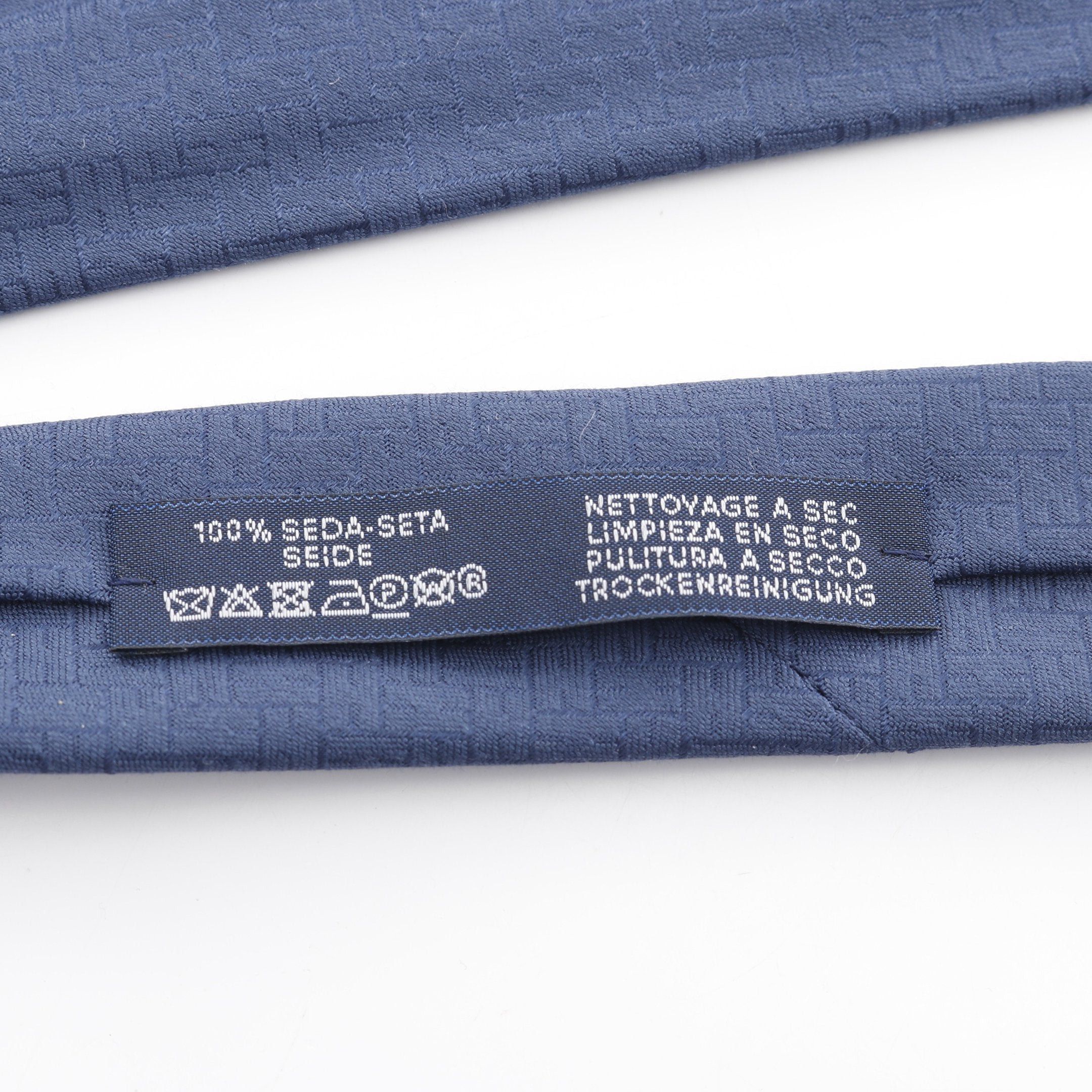 Hermes Hermes H Pattern Tie Silk Dark Blue Size ONE SIZE - 5 Thumbnail