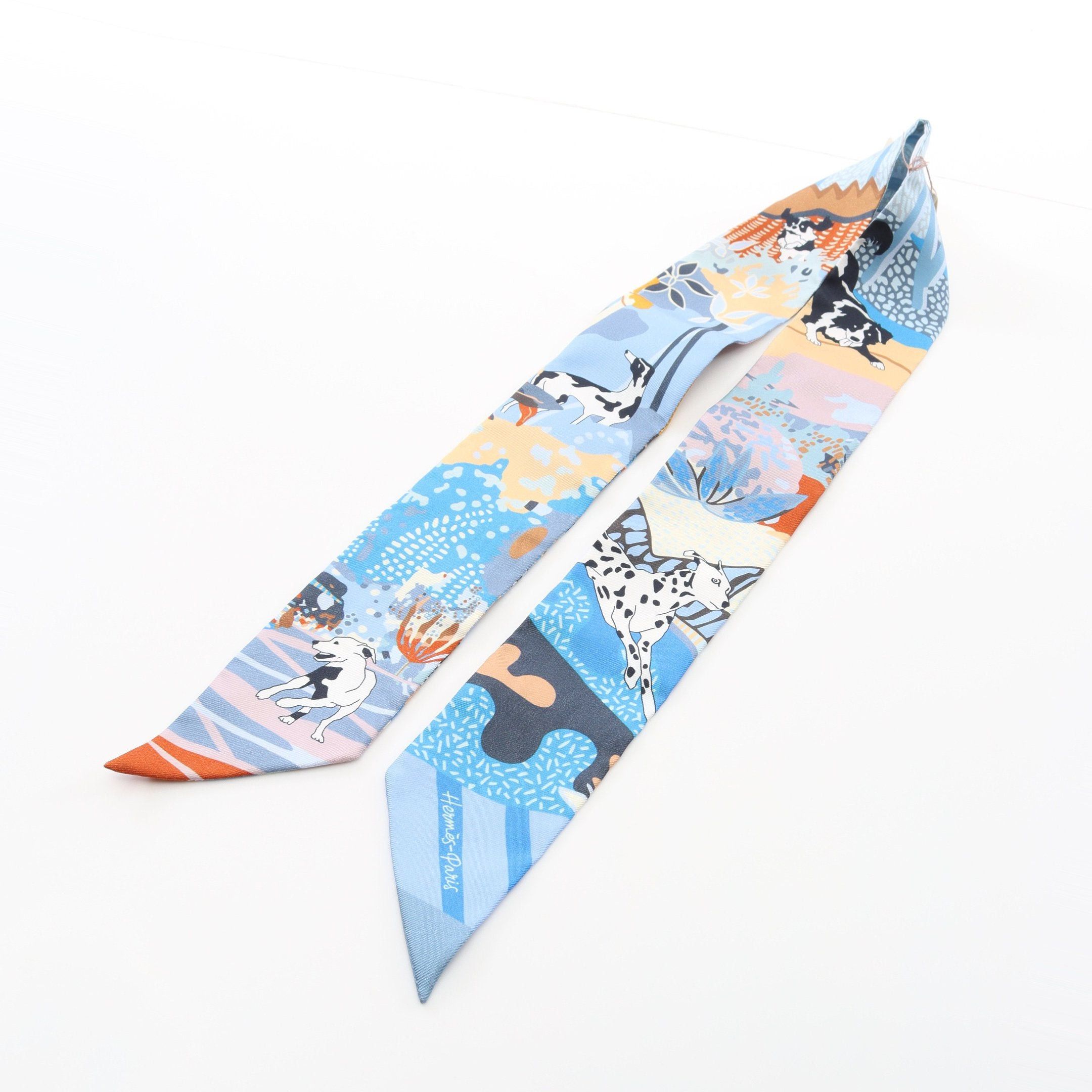 Hermes Hermes Twilly En Liberte Ribbon Scarf Silk Blue Multicolor Size ONE SIZE - 4 Thumbnail