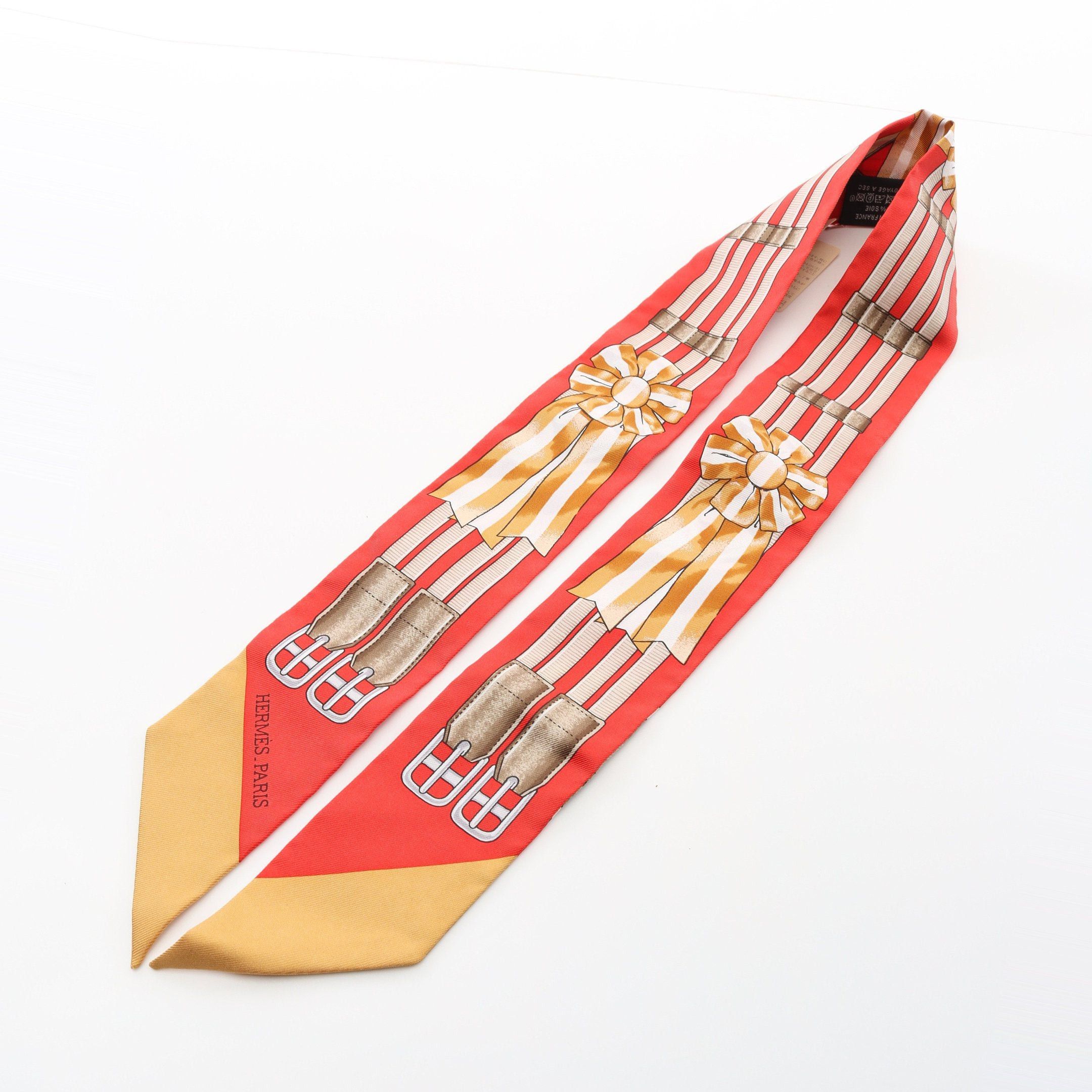 Hermes Hermes Twilly Jumping Ribbon Scarf Silk Red Multicolor Size ONE SIZE - 4 Thumbnail