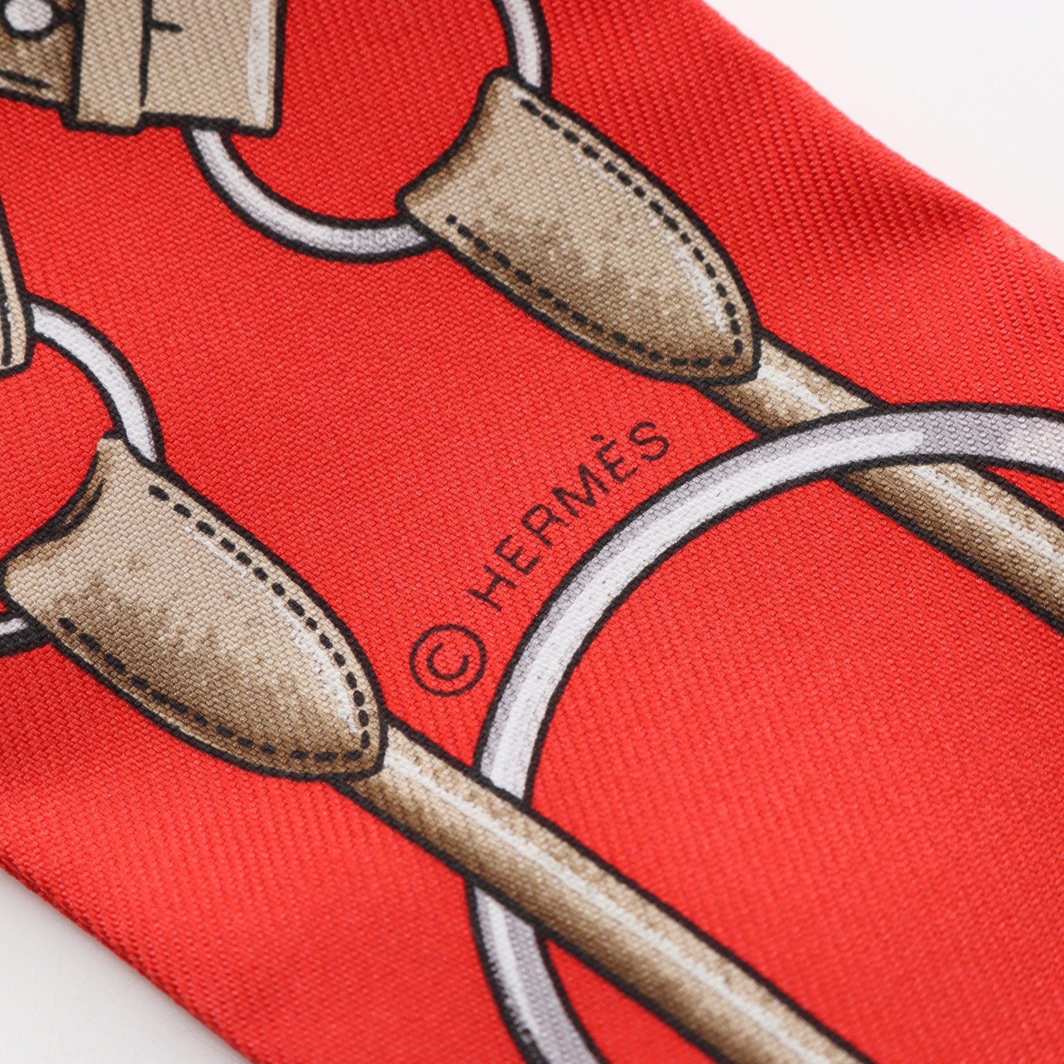 Hermes Hermes Twilly Jumping Ribbon Scarf Silk Red Multicolor Size ONE SIZE - 2 Thumbnail