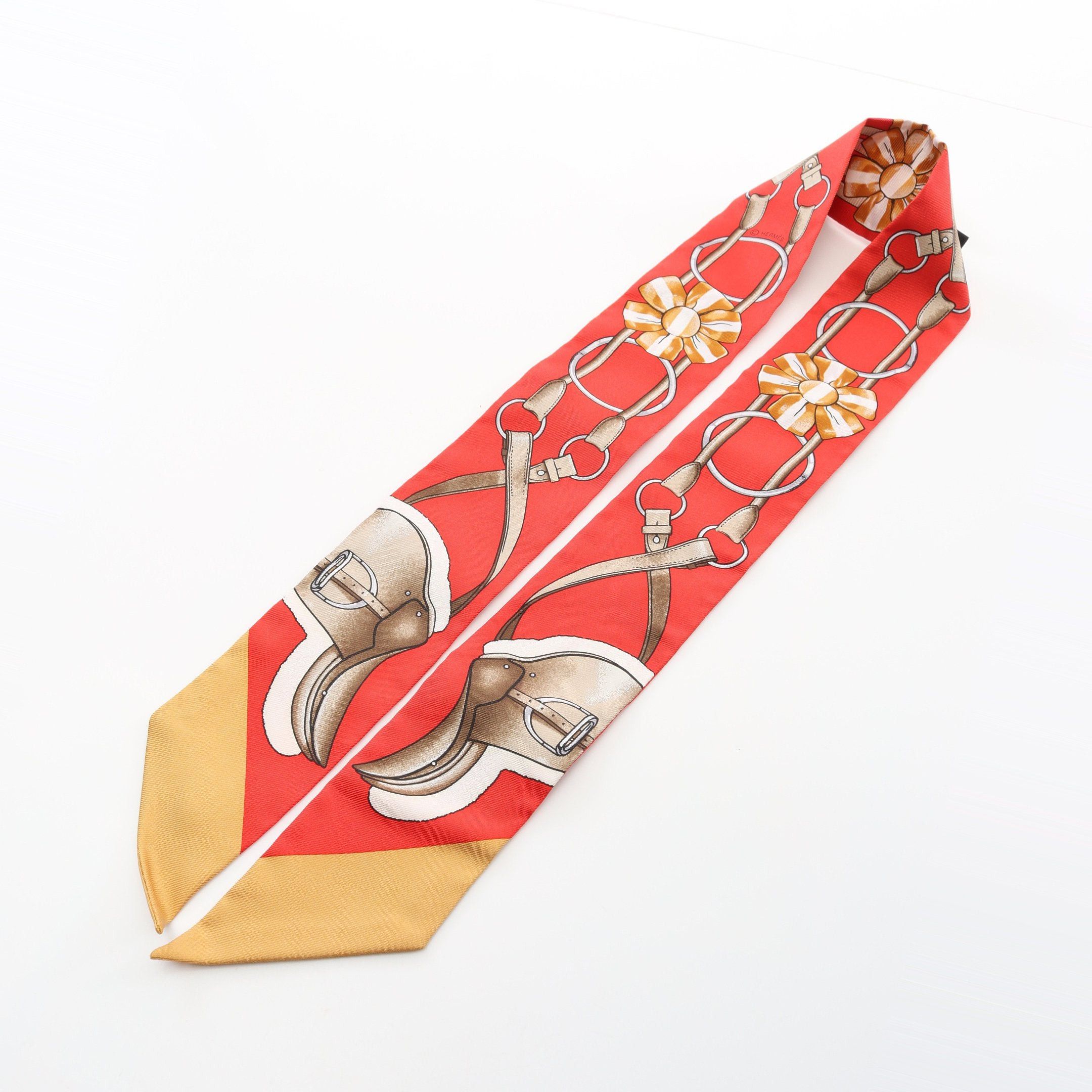 Hermes Hermes Twilly Jumping Ribbon Scarf Silk Red Multicolor Size ONE SIZE - 5 Thumbnail