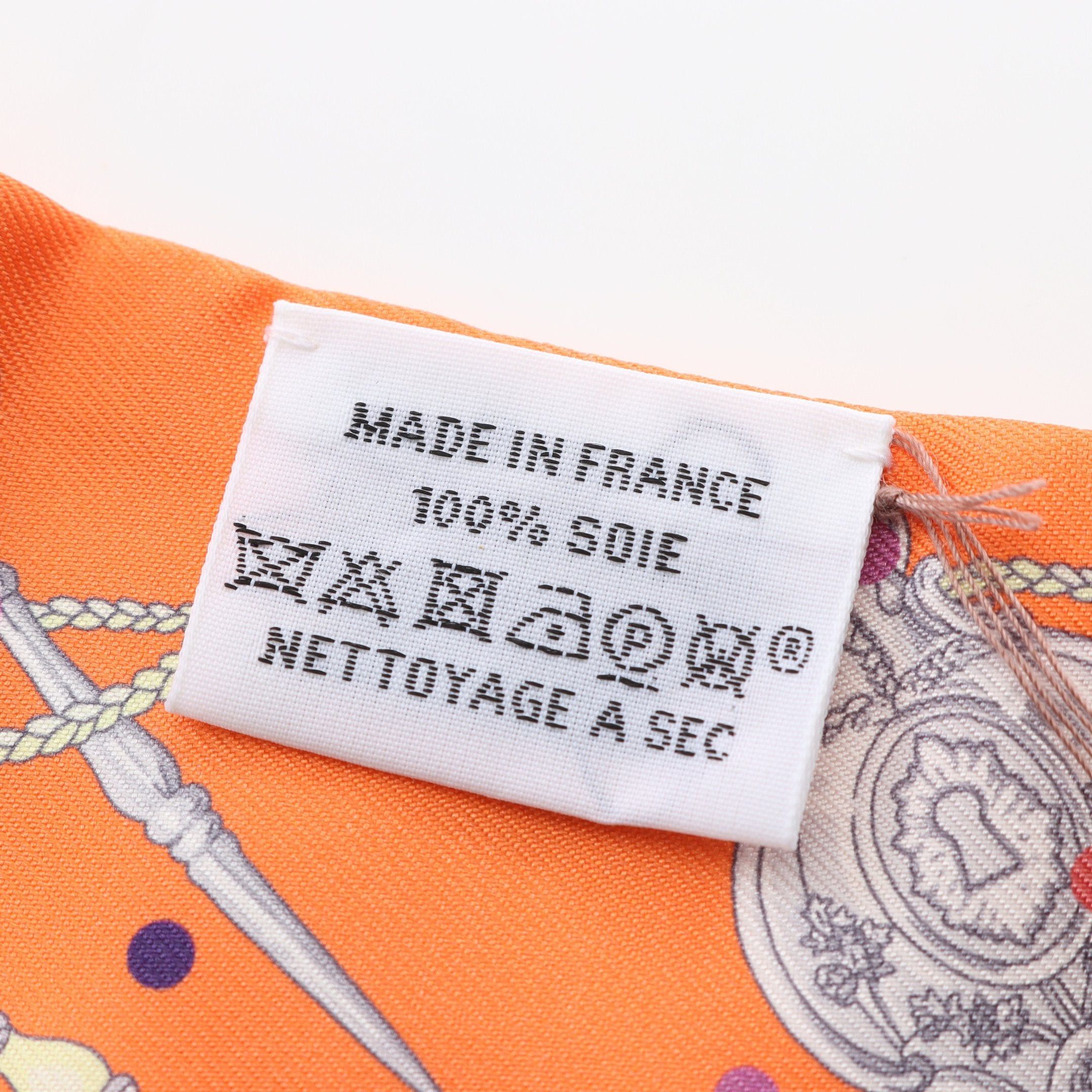Hermes Hermes Twilly Les Cles A Pois Ribbon Scarf Silk Orange Multicolor Size ONE SIZE - 3 Thumbnail