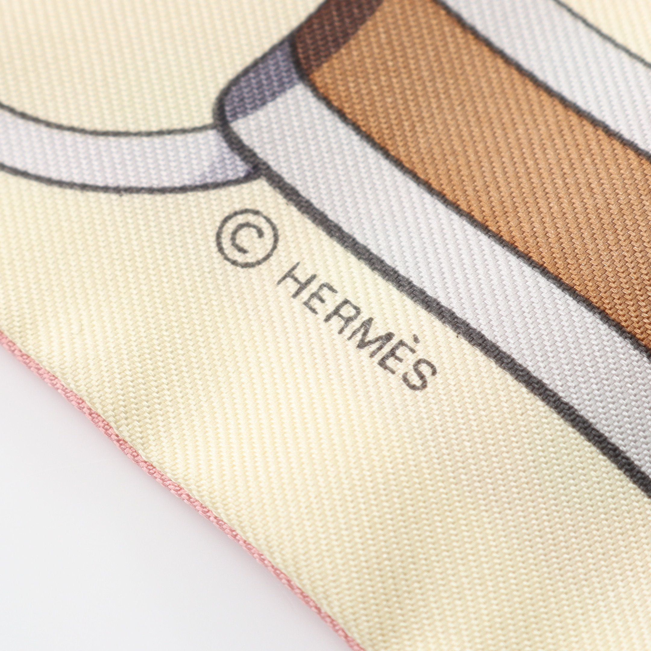 Hermes Hermes Twilly Grand Tralala Ribbon Scarf Silk Light Beige Multicolor Size ONE SIZE - 2 Thumbnail