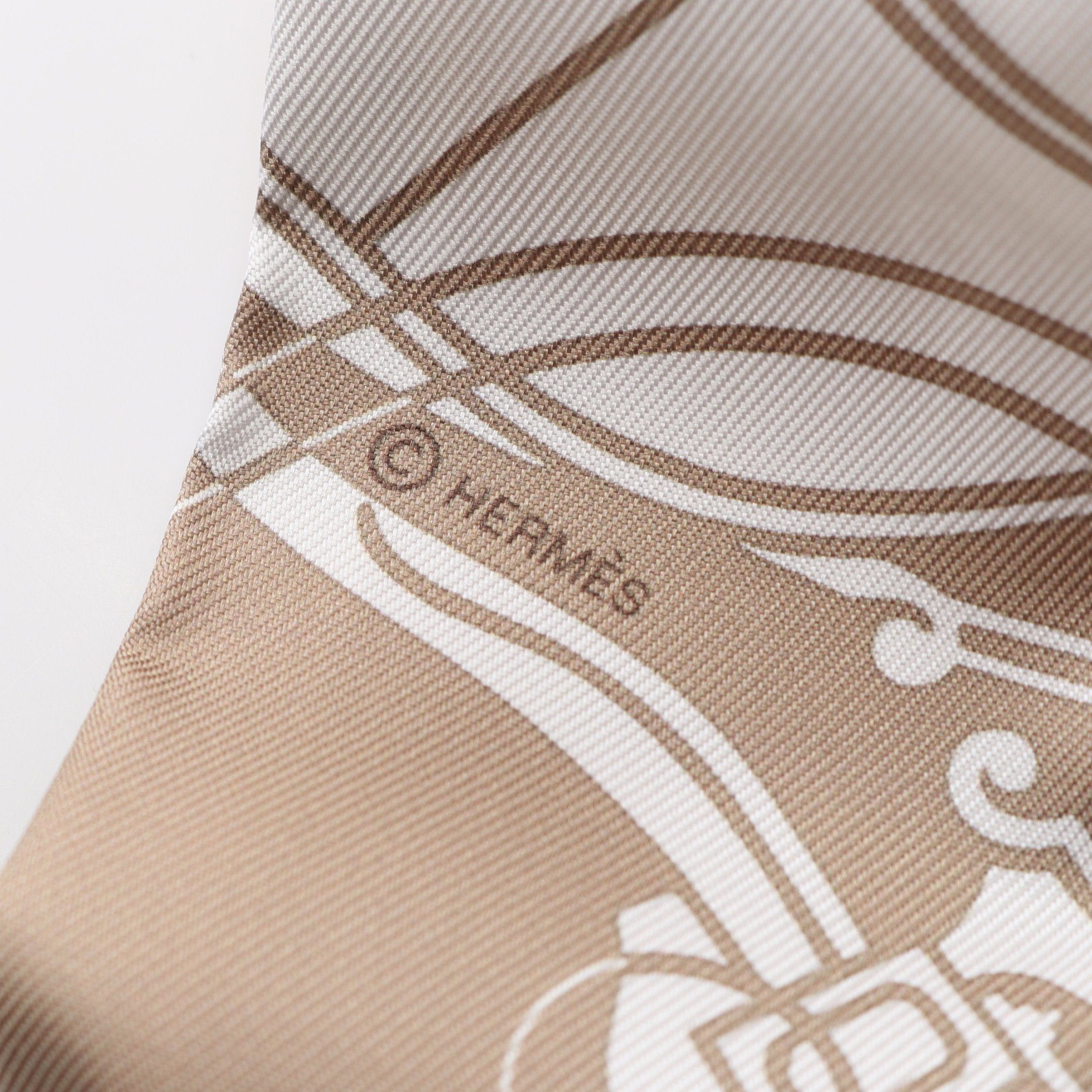 Hermes Hermes Twilly Ex-Libris Ribbon Scarf Silk Beige Multicolor Size ONE SIZE - 2 Thumbnail