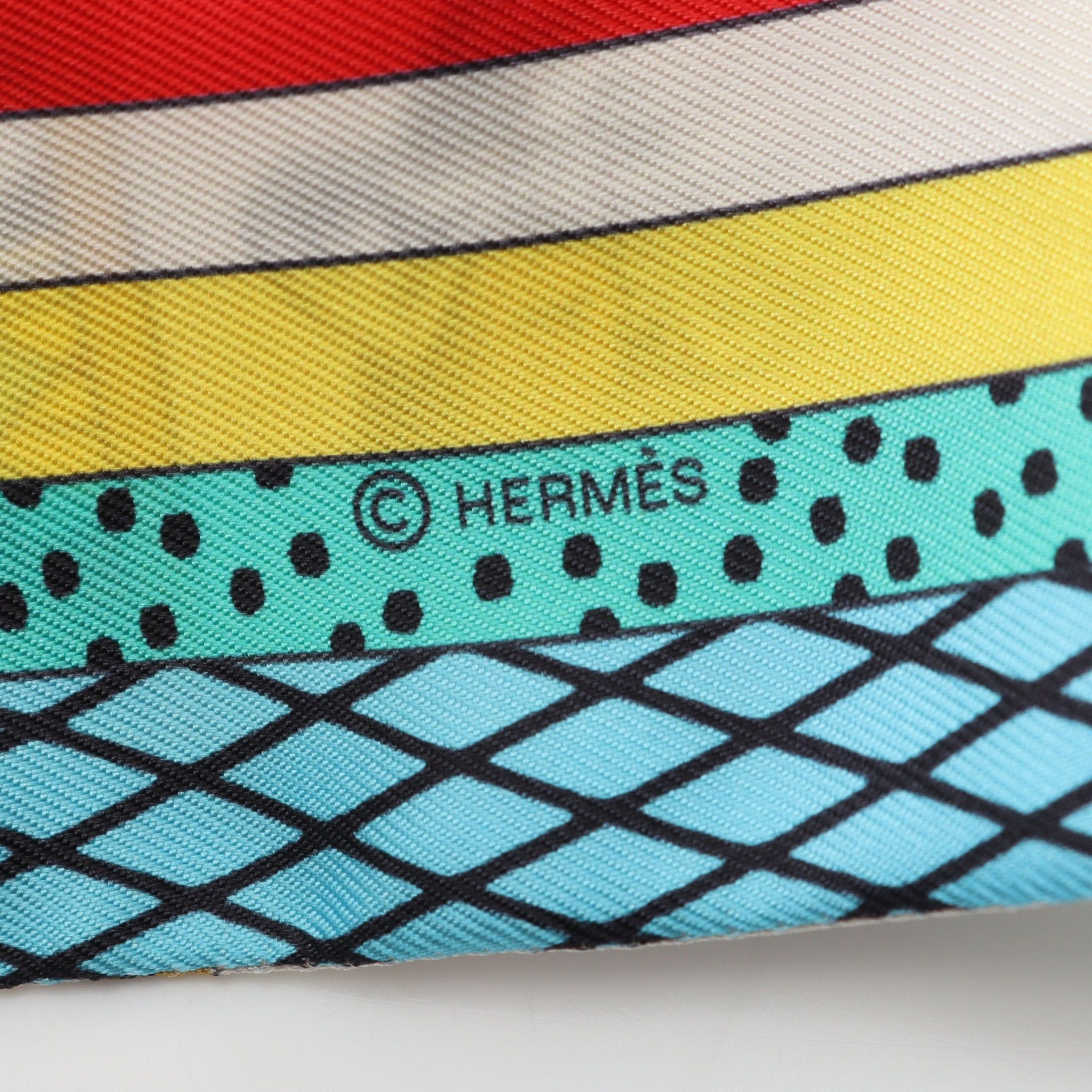 Hermes Hermes Twilly Grand Theatre Nouveau Ribbon Scarf Silk Ivory Multicolor Size ONE SIZE - 2 Thumbnail