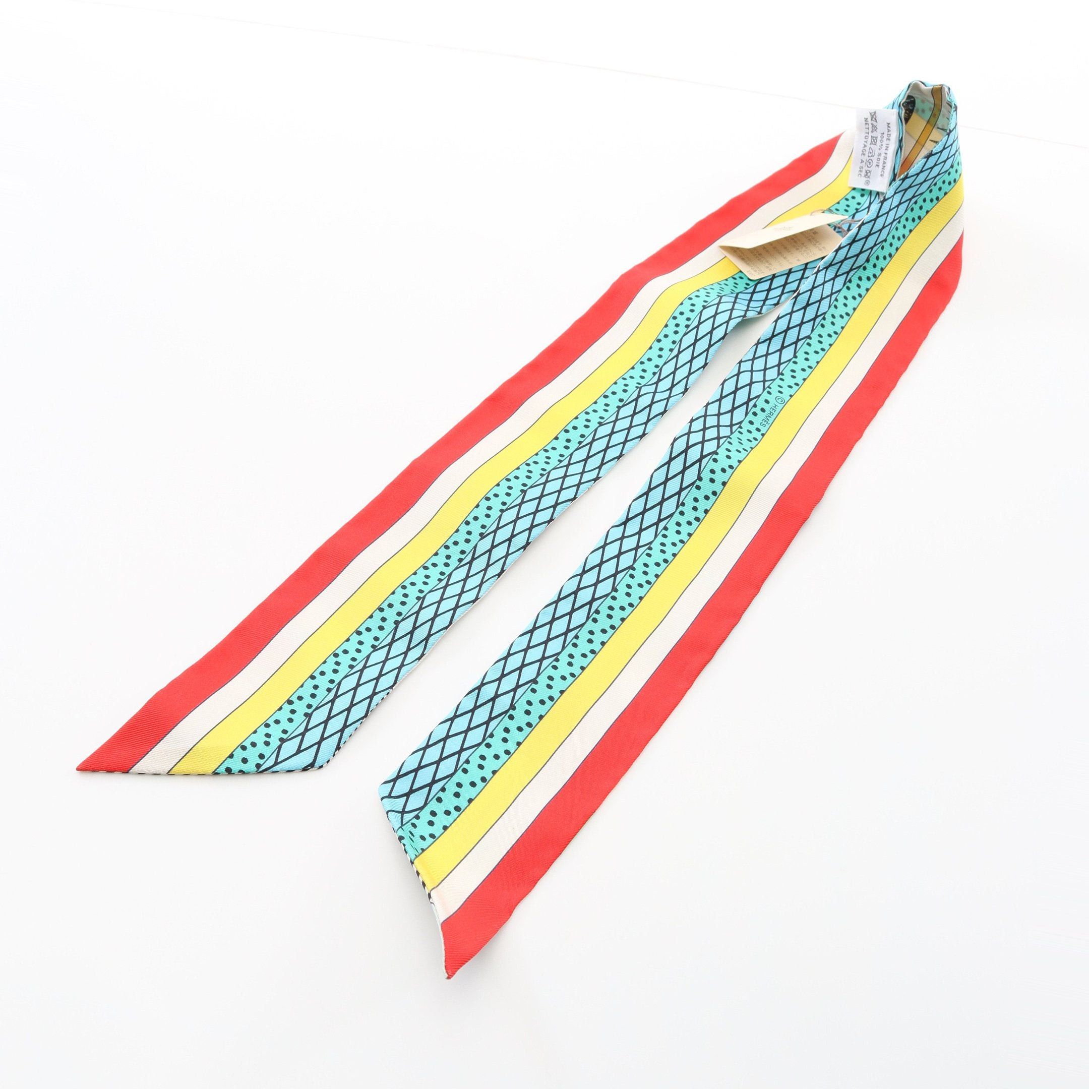 Hermes Hermes Twilly Grand Theatre Nouveau Ribbon Scarf Silk Ivory Multicolor Size ONE SIZE - 5 Thumbnail