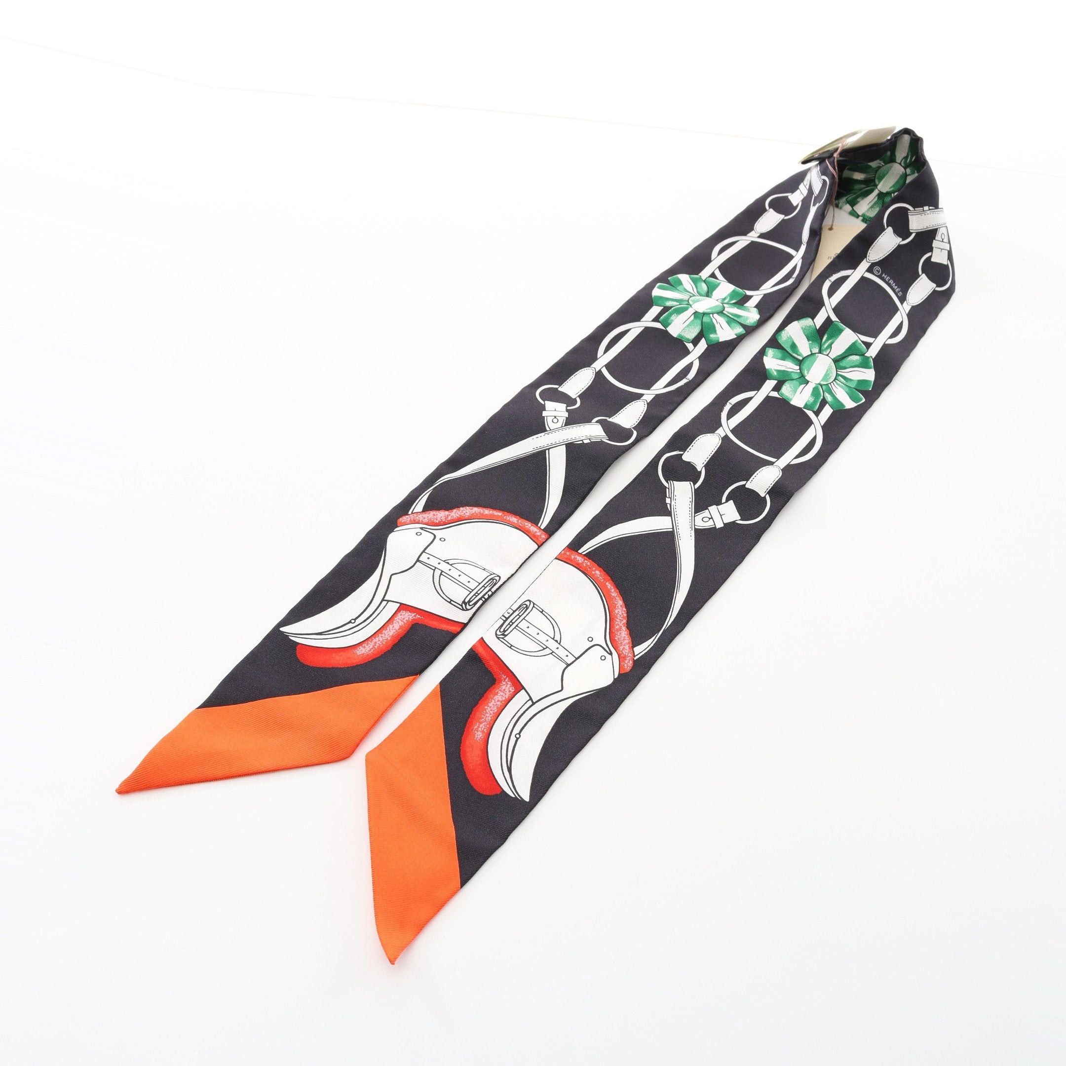 Hermes Hermes Twilly Jumping Ribbon Scarf Silk Black Multicolor Size ONE SIZE - 5 Thumbnail