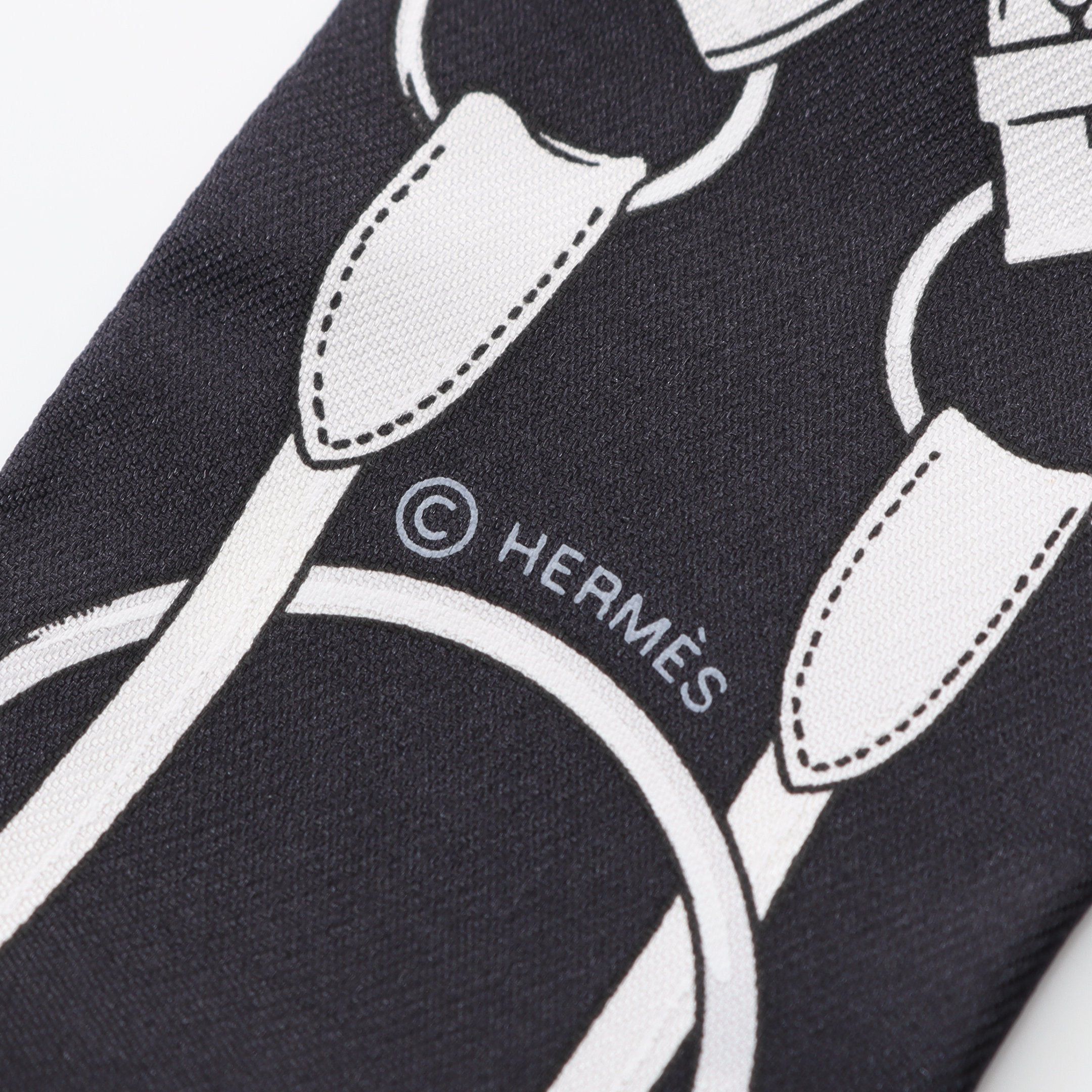 Hermes Hermes Twilly Jumping Ribbon Scarf Silk Black Multicolor Size ONE SIZE - 2 Thumbnail