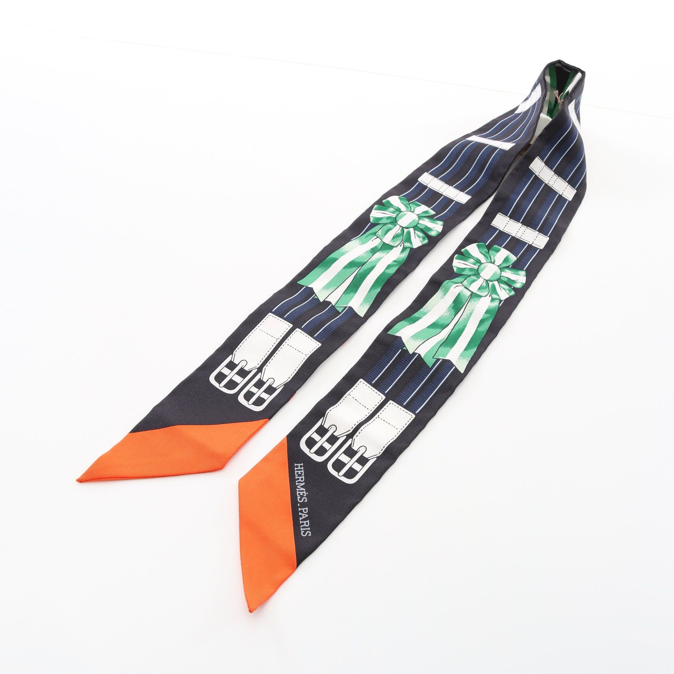 Hermes Hermes Twilly Jumping Ribbon Scarf Silk Black Multicolor Size ONE SIZE - 4 Thumbnail